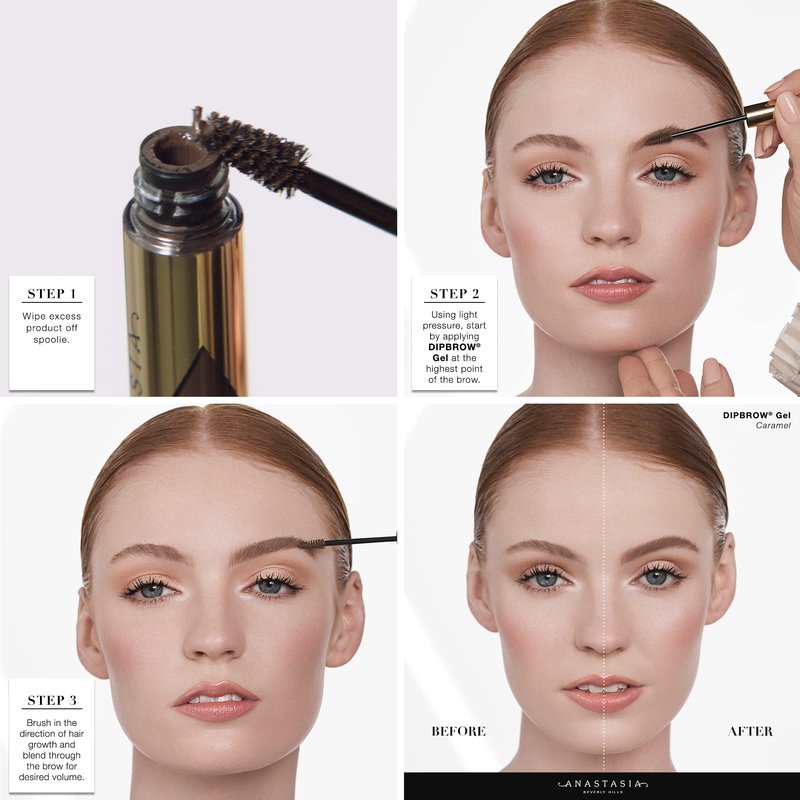 Anastasia Beverly Hills DIPBROW Gel - Tinted Brow Gel with Mini Spoolie, Smudge-Proof Full-Pigment Formula for Volumized & Defined Brows - Dark Brown