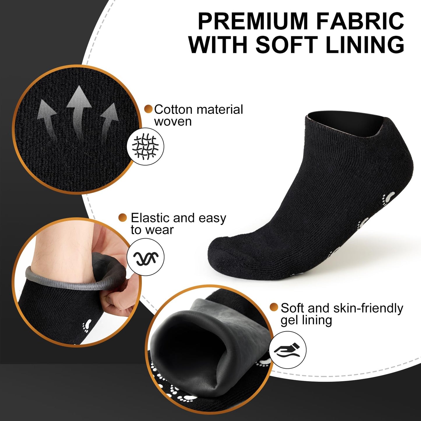 MoyRetty 2 Pairs Moisturizing Silicone Socks for Men - Large Size, Black, Ultimate Aloe-Infused Gel for Home Use - Say Goodbye to Dry Cracked Feet