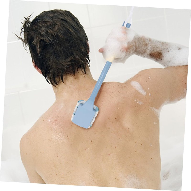 Beatifufu Long Handle Back Bath Brush 15.74 Inch with Soft Scrubbing Cloth for Deep Cleansing Exfoliating Massage Skin Care Bathing Accessory
