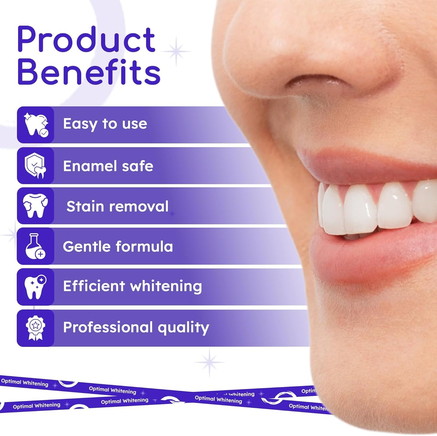 Teeth Whitening Strips for Sensitive Teeth - 14-Day Treatment Kit | Fast-Acting Stain Removal, Comfortable Fit