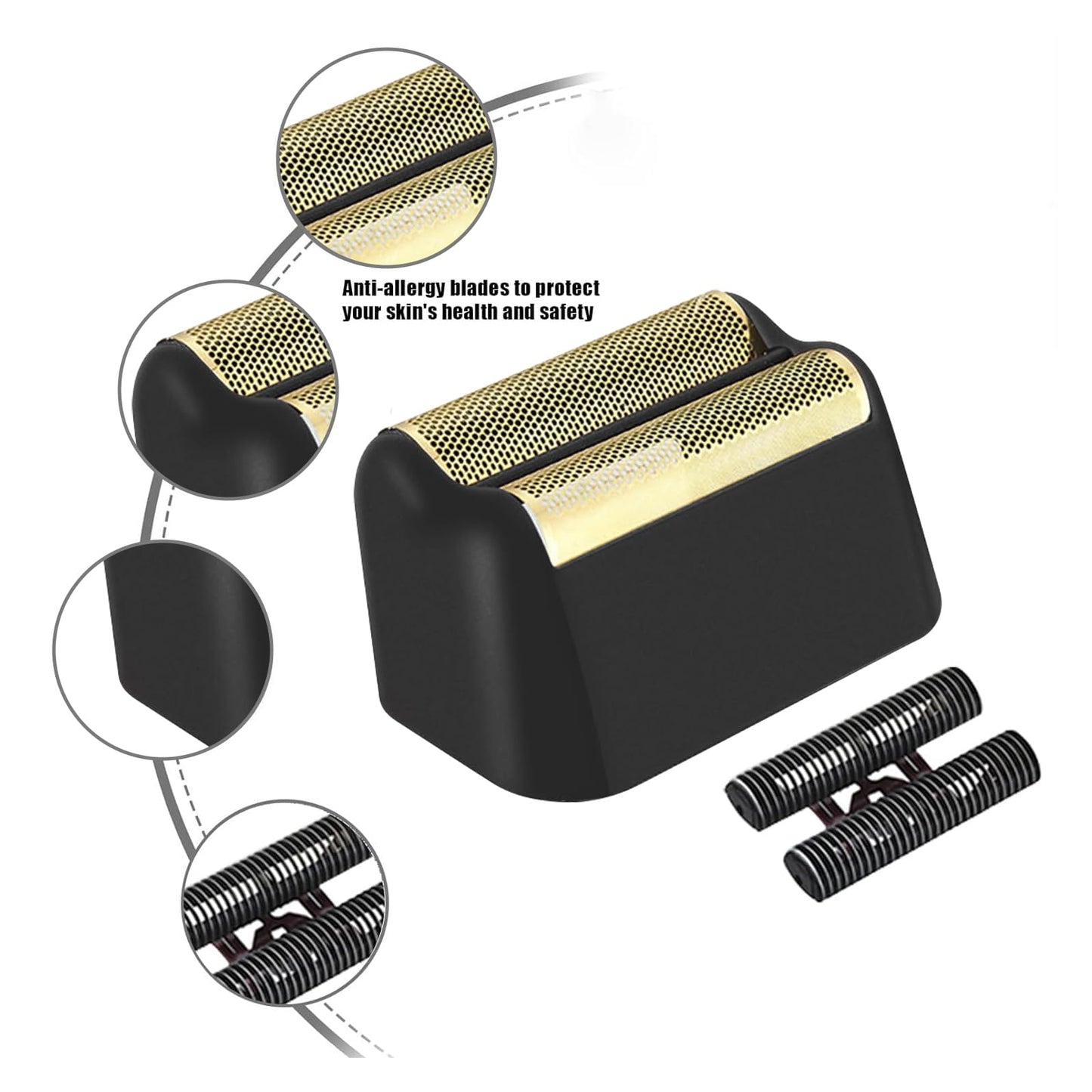 2 Pack Professional 5 Star Series Finale Shaver Replacement Foil and Cutter Bar Assembly Compatible With Wahl Shaver Foil 7031-100, 7043-100 Super Close Shaving Replacement Heads，(Black)