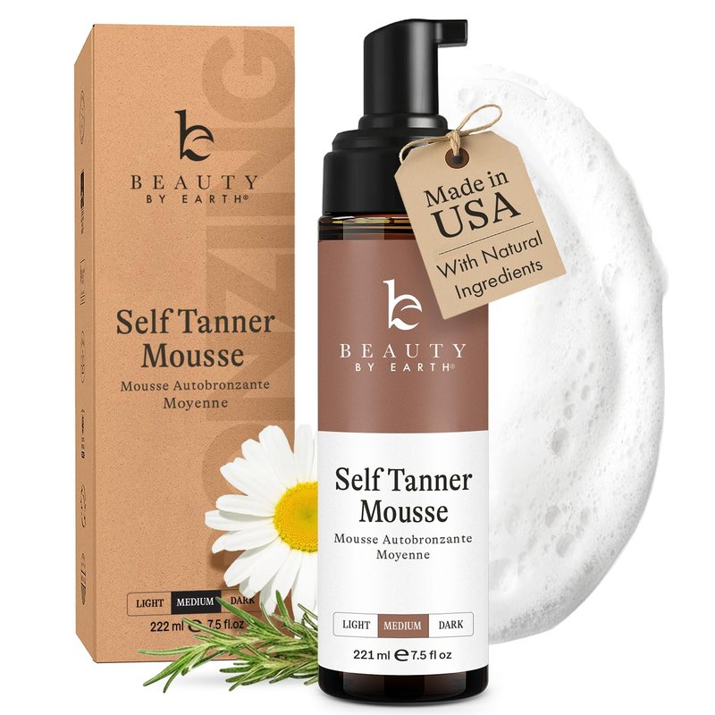 Self Tanner Mousse - Natural & Organic Sunless Tanning Foam for Dark Tan | Streak-Free Finish & Glow