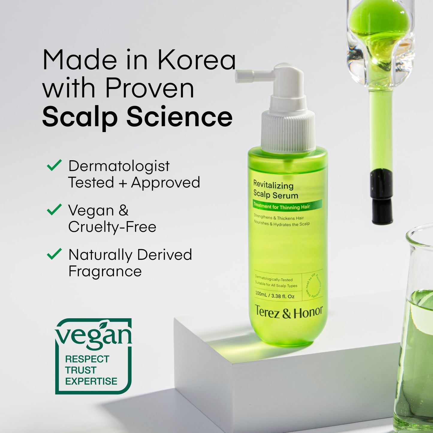 Scalp Serum for Hair Growth Spray – Korean Vegan Treatment for Hair Loss, Thinning & Itchy Scalp, Non-Greasy, Lightweight Formula to Exfoliate Dandruff & Strengthen Roots – For Men & Women (100 mL)