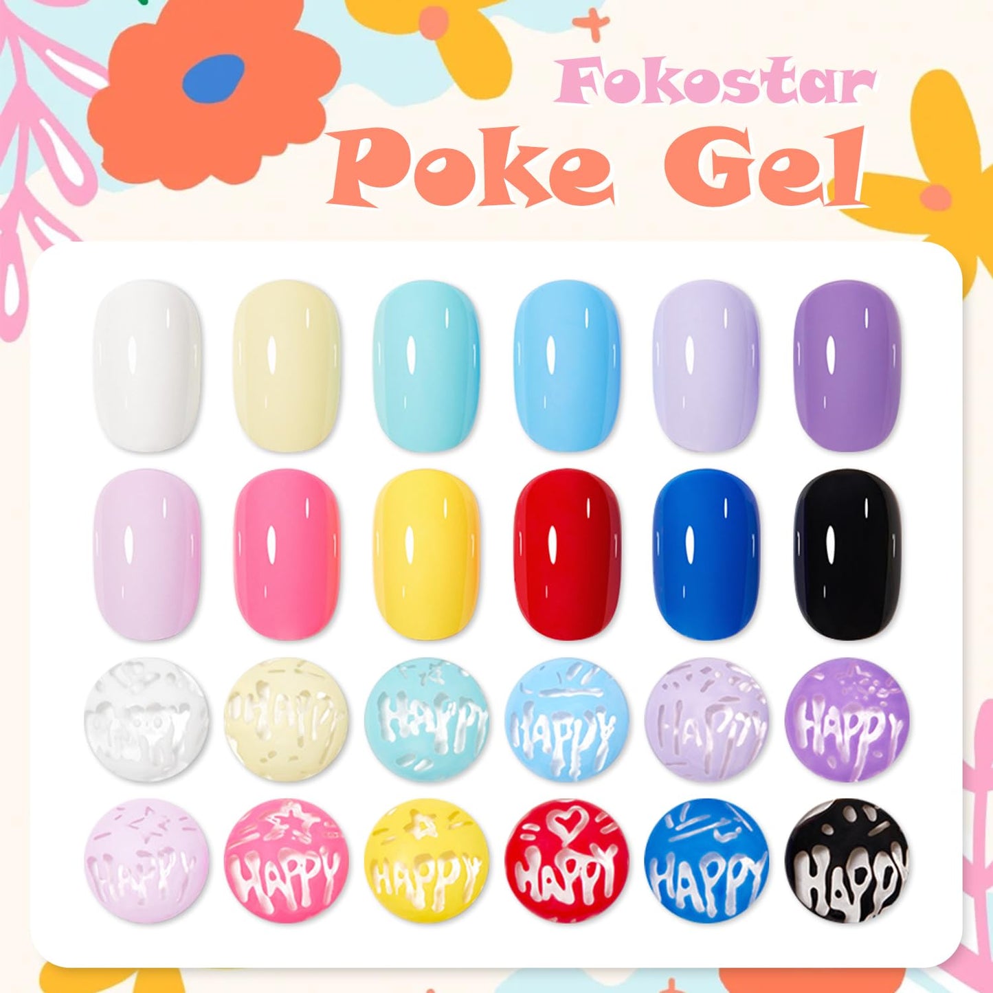 12Pcs Poke Gel Nail Polish Set with Professional Poke Base Gel Polish Multifunctional Lace Painting Gel Paint for Nails Art Design with Wooden Nail Stick Nail Brush for Drawing Letter Wave Flower