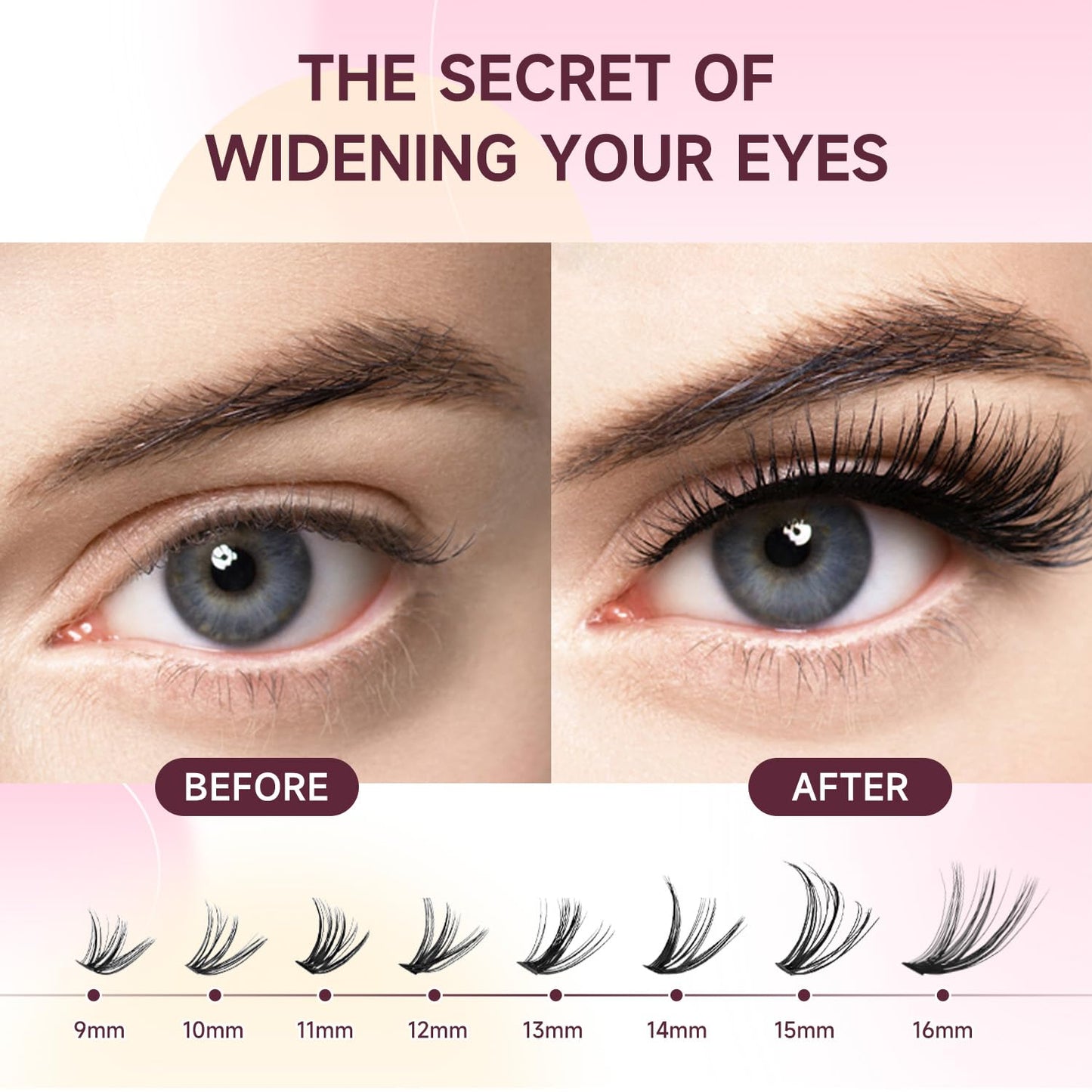 Lash Clusters Kit, 640 Pcs, 9-16mm, D Curl, 0.07D
