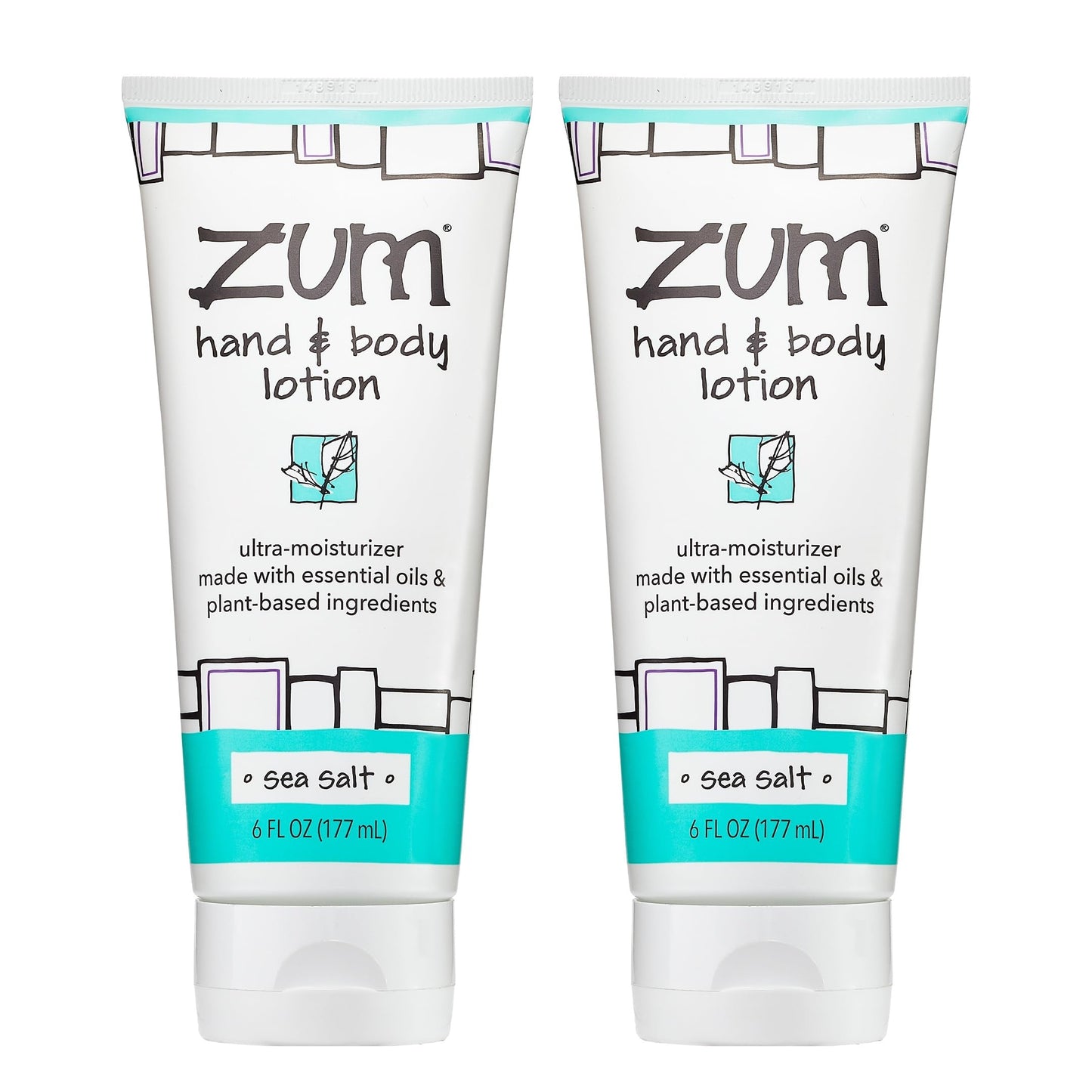 Zum Indigo Wild Hand & Body Lotion - Natural Hand Lotion for Dry Hands - Body Lotion for Women & Men - Body Moisturizers Include Shea Butter, Jojoba Oil & More - Sea Salt Scent - 6 fl oz (2 Pack)