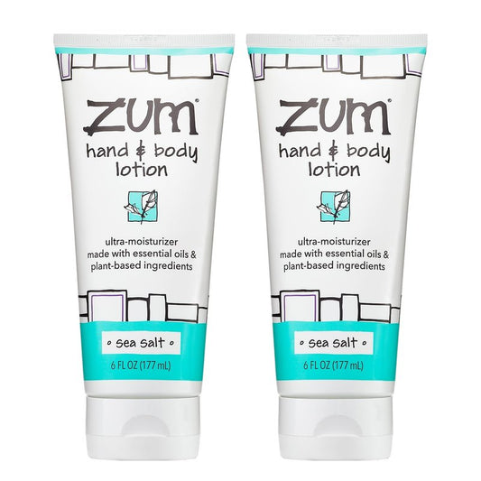 Zum Indigo Wild Hand & Body Lotion - Natural Hand Lotion for Dry Hands - Body Lotion for Women & Men - Body Moisturizers Include Shea Butter, Jojoba Oil & More - Sea Salt Scent - 6 fl oz (2 Pack)