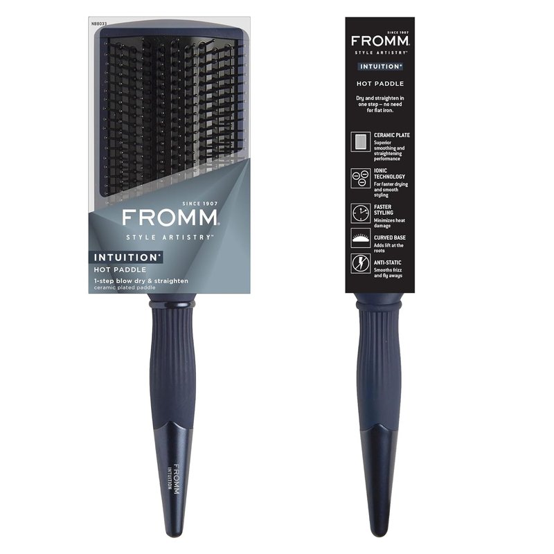 Fromm Intuition Hot Paddle Brush - Ceramic Ionic Hair Brush for Smoothing & Straightening | Anti-Static, Heat Safe, All Hair Types