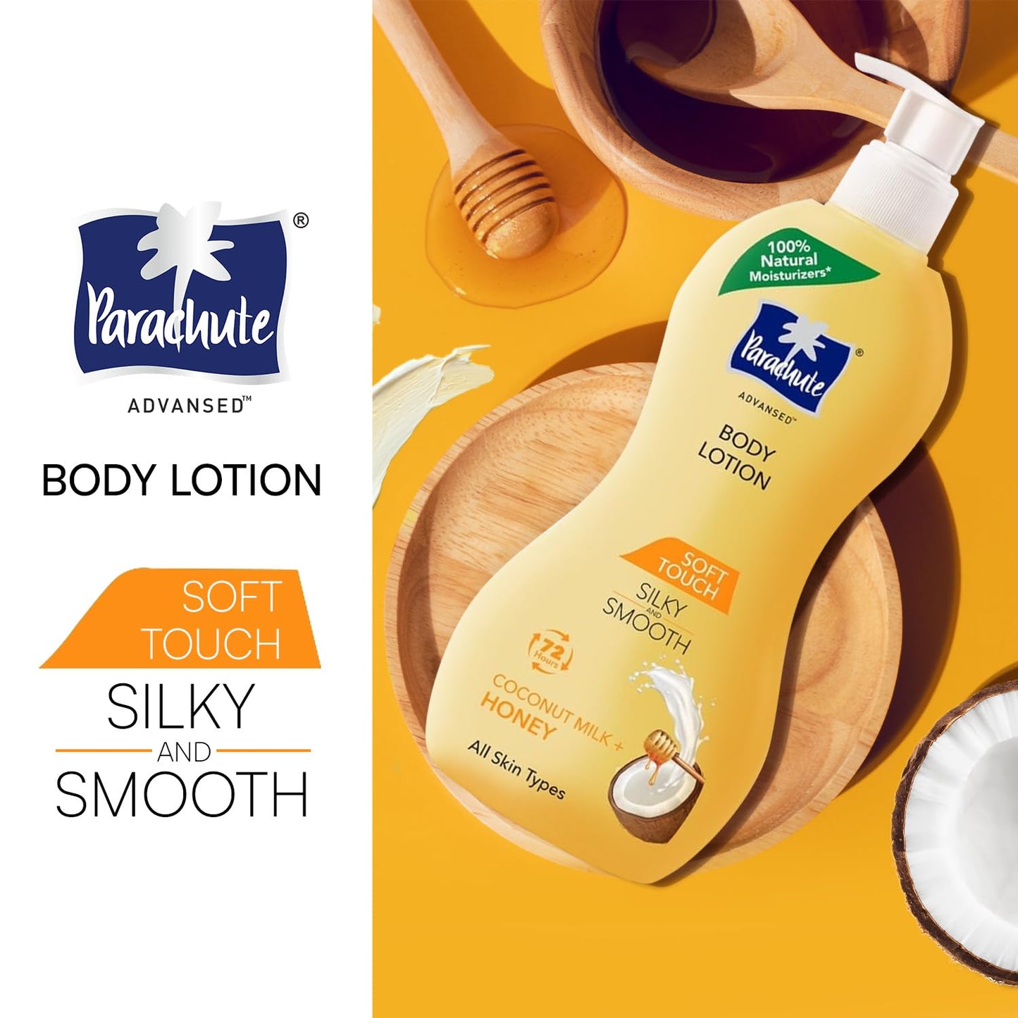 Soft Touch Body Lotion with Pure Coconut Milk & Honey - 100% Natural, 72h Moisturization | All Skin Types, 13.5 Fl. Oz.