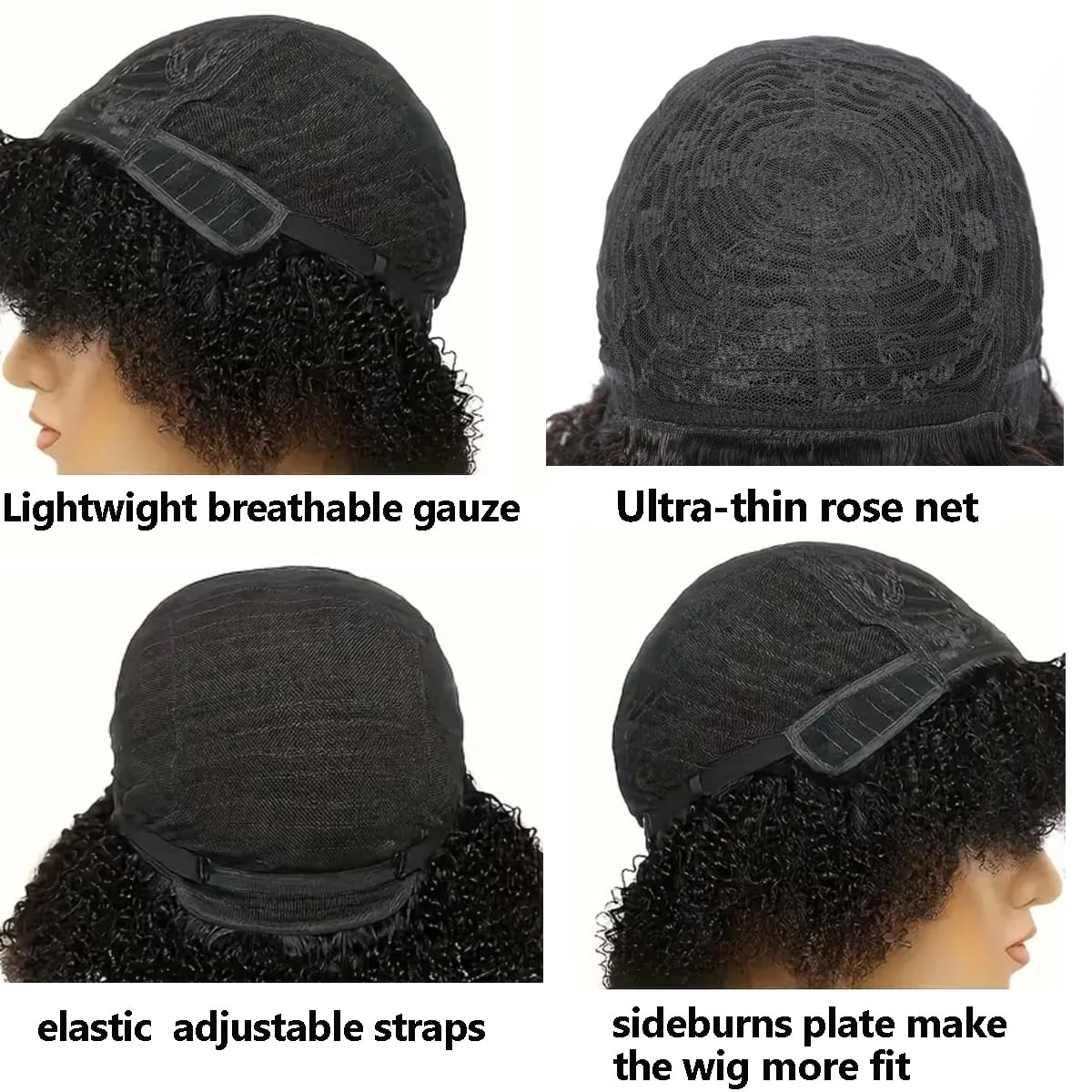 Afro Kinky Curly Wig Human Hair with Bangs Jerry Curly Human Hair Wig Burmese Curly Afro Kinky-Curly Human Hair Glueless Wear and Go for Black Women 12“