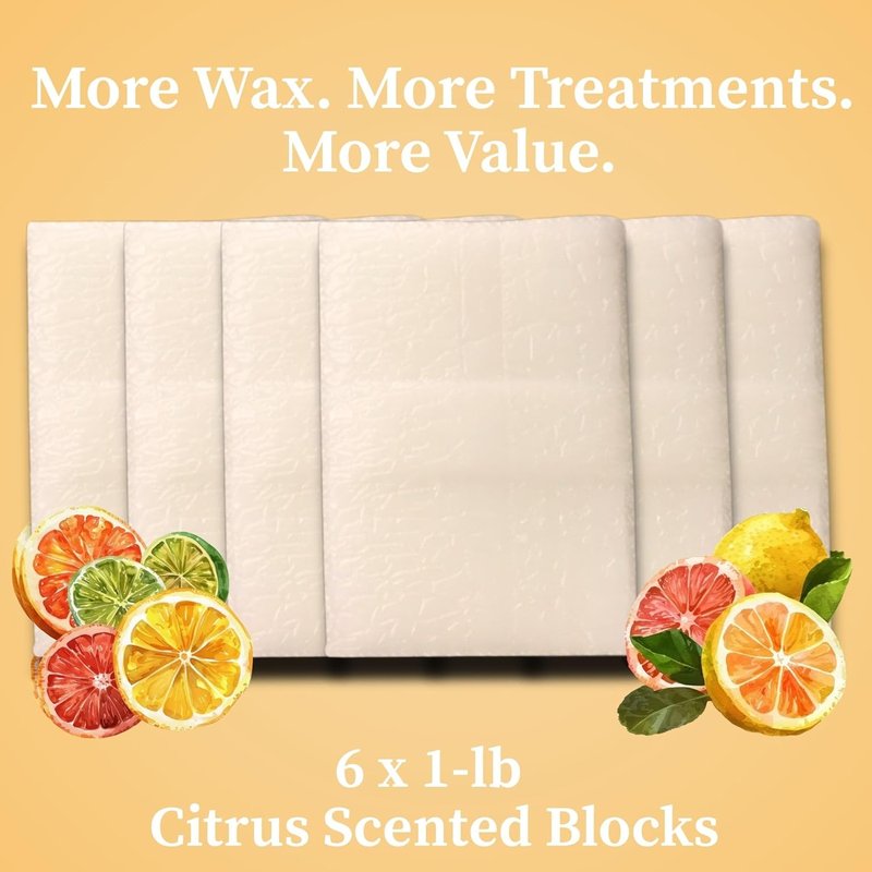 Citrus Scented Paraffin Wax Refill - Medical Grade 1 lb Blocks | Quick-Melting Spa Wax for Hands & Feet (Case of 6)