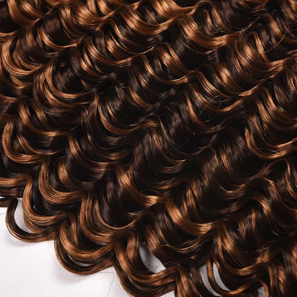 Brown Human Hair Ombre Bundles P430 Deep Wave Bundles Dark Brown Human Hair Bundle 12 14 16 Inch Brazilian Virgin Remy Hair Ombre Deep Wave Bundles Highlight Bundle