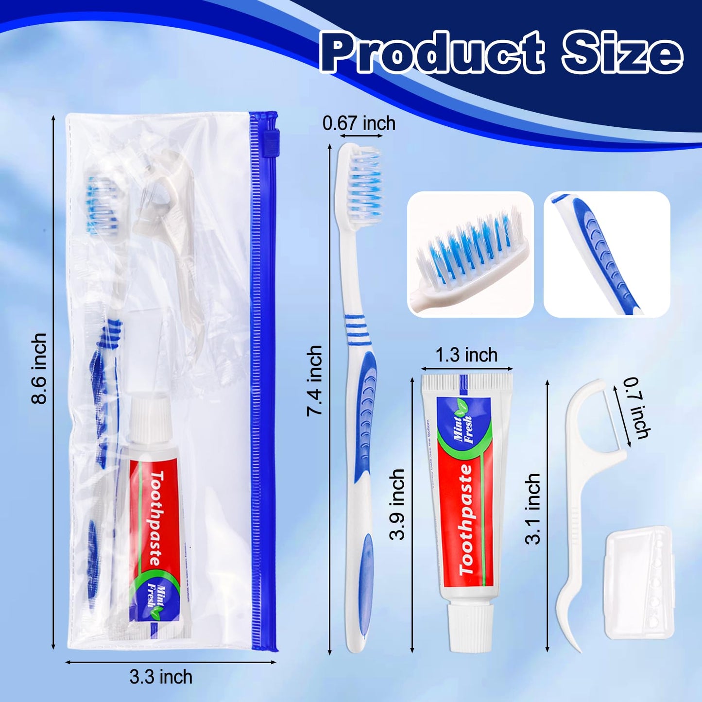 SLequipo 30 Disposable Toothbrushes with Toothpaste Set, Travel Kit Plastic Zip Bag,Toothbrush Head Cover, Bulk Toothbrush for Homeless,Travel,Hotel,Guest