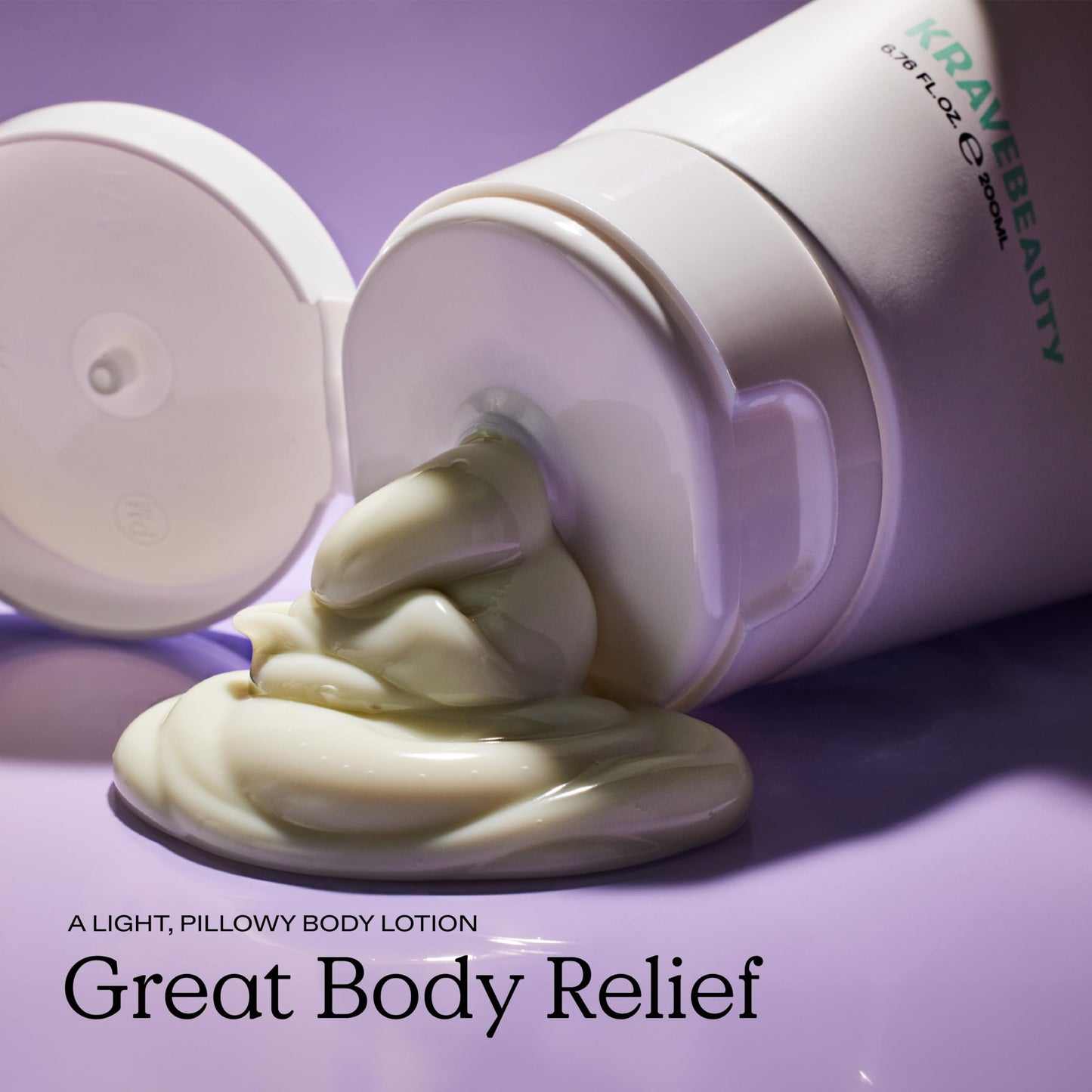 KraveBeauty Great Body Relief 24 Hour Moisture and Skin Barrier Repair Body Lotion for Dry or Sensitive Skin, Lightweight Cream Body Moisturizer with Ceramides, Fragrance Free, 200 mL