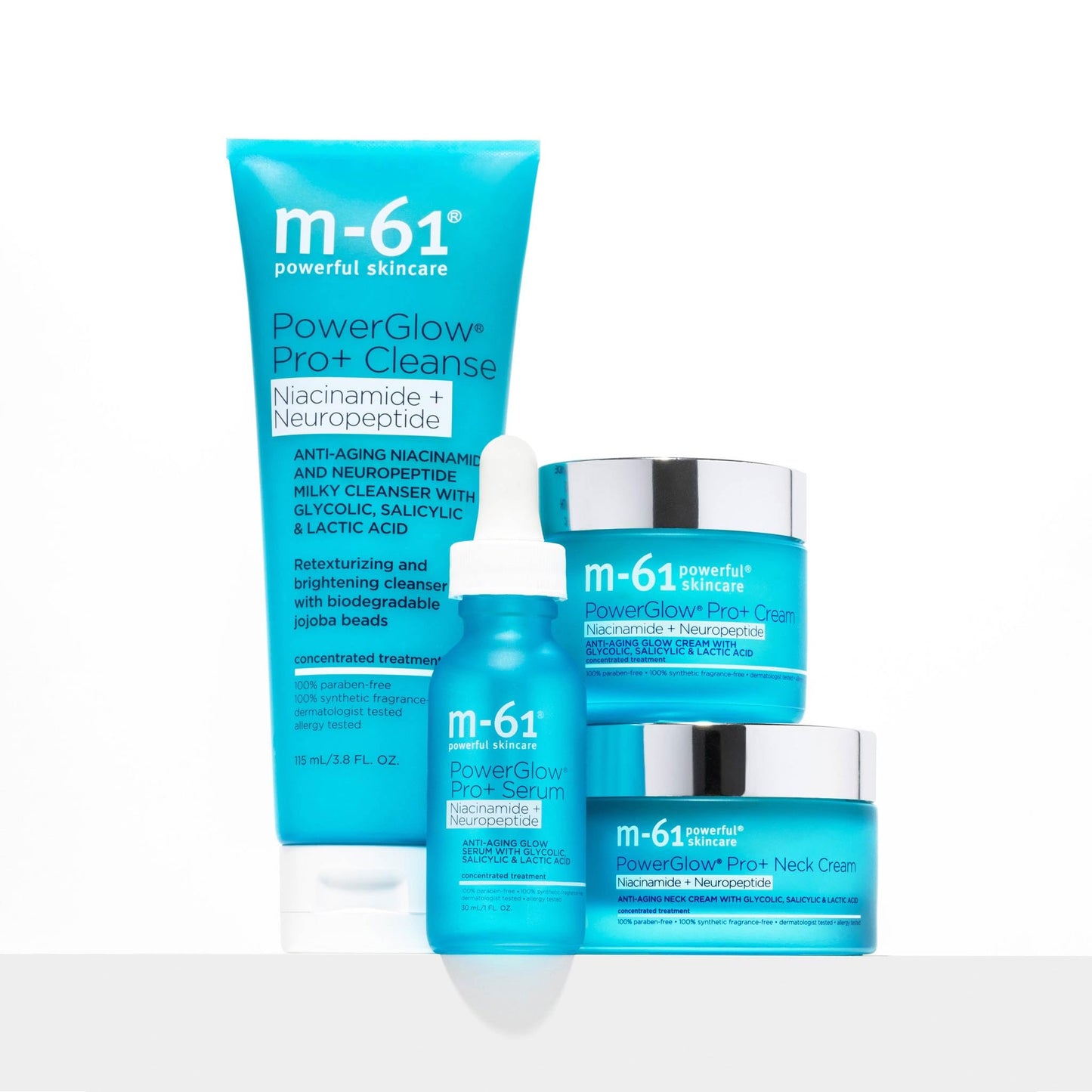 m-61 PowerGlow Pro+ Cleanse - Deep Cleansing Exfoliating Face Wash | Complex of AHAs & BHAs | Milky Gel Texture With Jojoba Beads | Sulfate Free | Derm & Allergy Tested | Made in USA - 4 Fl. Oz