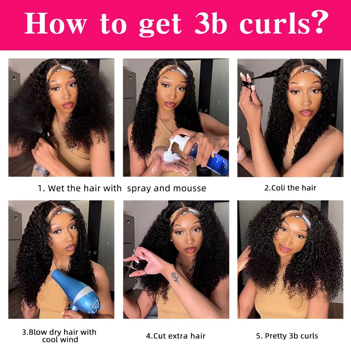 Smoothair Headband Wig Human Hair Kinky Curly Headband Wigs for Black Women Human Hair Wigs Glueless 12 Inch None Lace Front Wigs 150% Density (No Mixed)