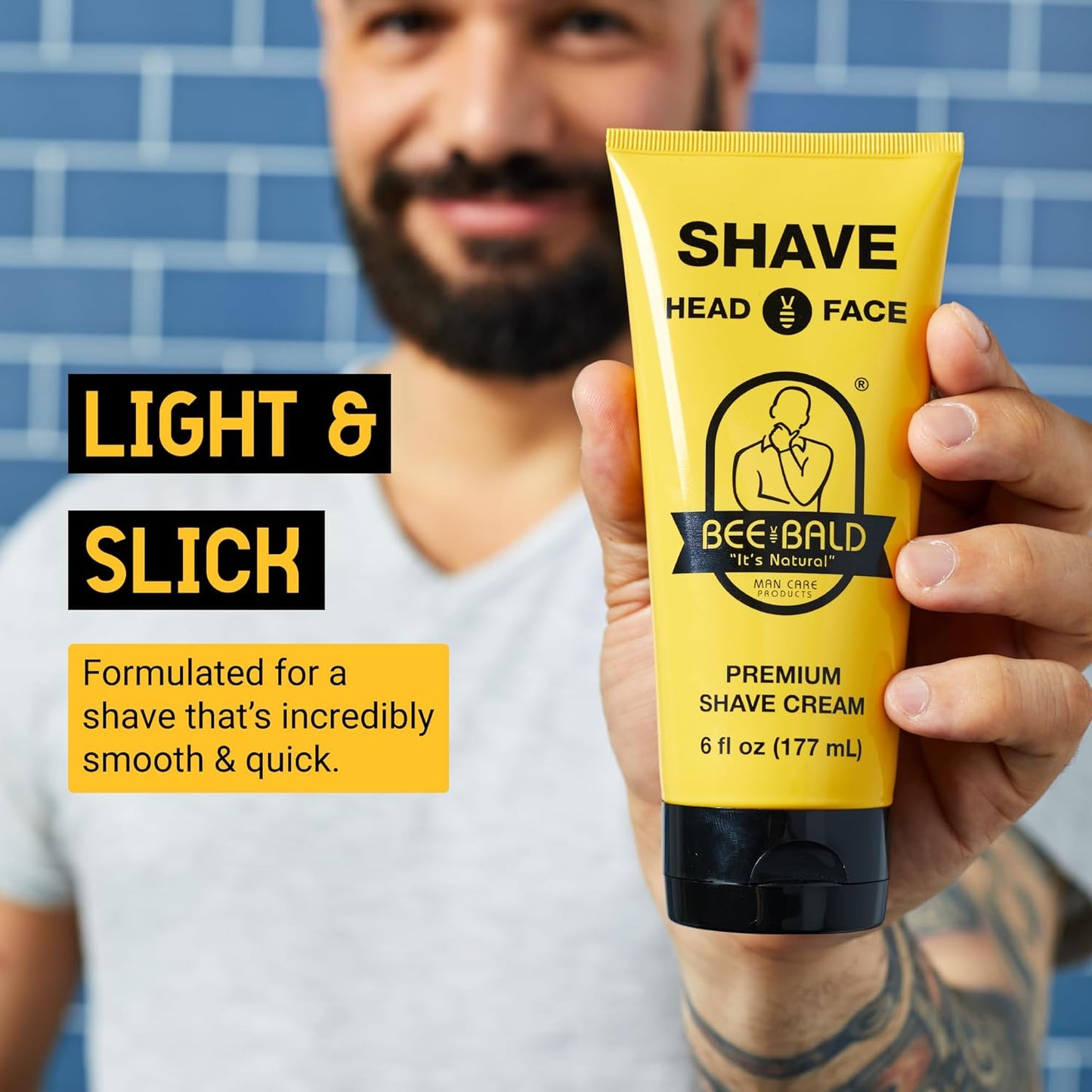 Bee Bald 4-Pack | Premium Shave Cream, Post-Shave Balm & SPF Moisturizer Set - Perfect for Smooth Skin