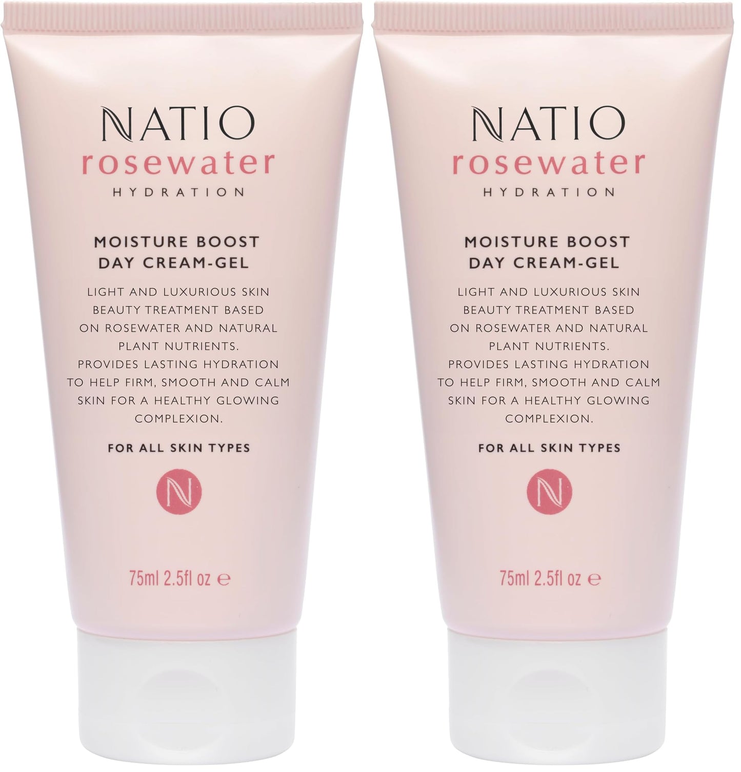 Natio Australia Rosewater Hydration Moisture Boost Day Cream-Gel, 2.5 oz - Face Cream with Shea Butter - Face Moisturizer for All Skin Types (Pack of 2)