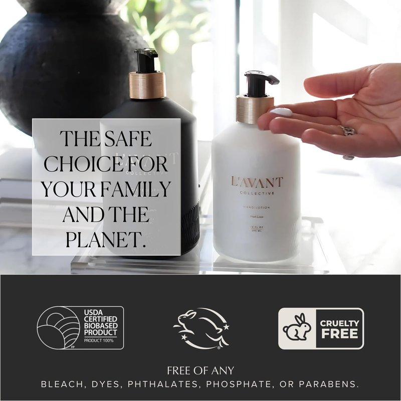 L'AVANT Collective Luxury Hand Lotion Refill | Moisturizing Plant-Based Hand Cream Refill, Non-Toxic, Lightweight Formula, Refills Glass Bottle Twice | 20 Fl Oz | Fresh Linen