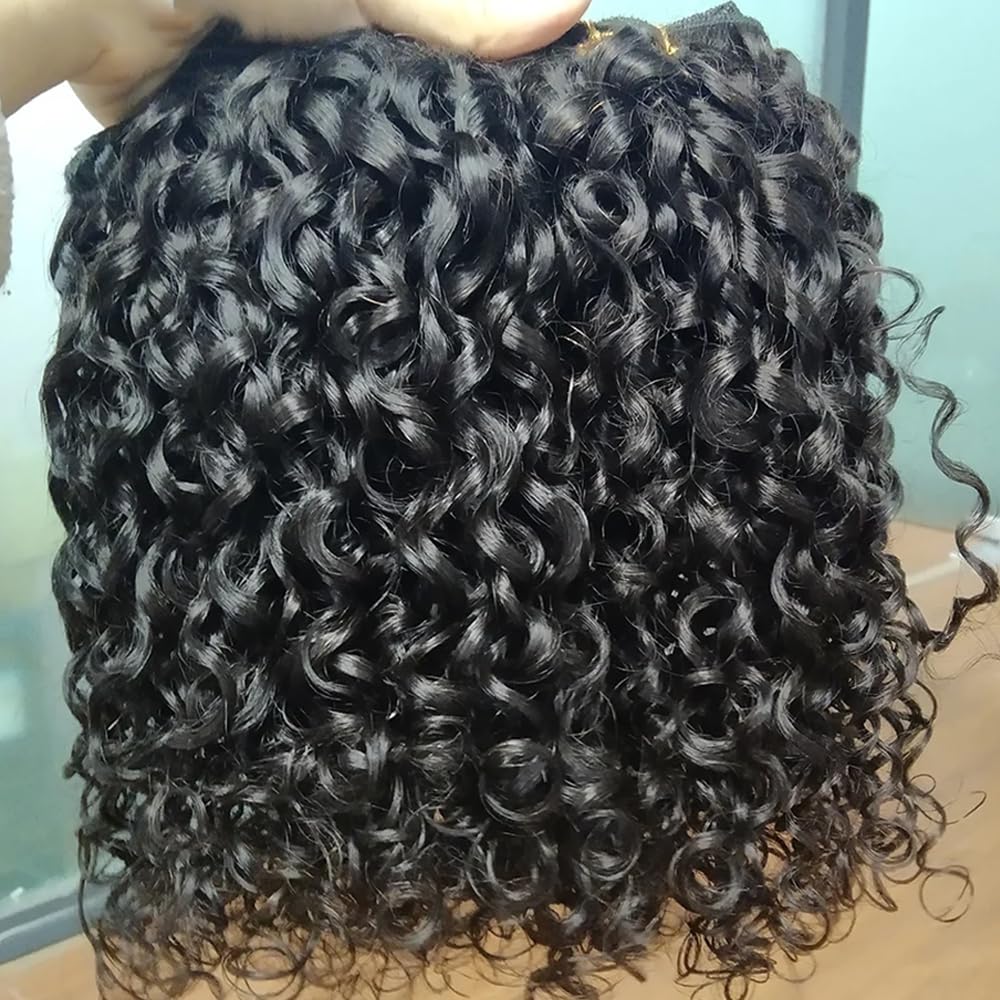 JYZ 16A Double Weft Pixie Bouncy Curly Human Hair Bundles 18 Inch 1 Bundle Burmese Curly Human Hair Bundles 3C4A 100% Unprocessed Brazilian Virgin Hair Extensions Quick Weave Extensions Natural Color
