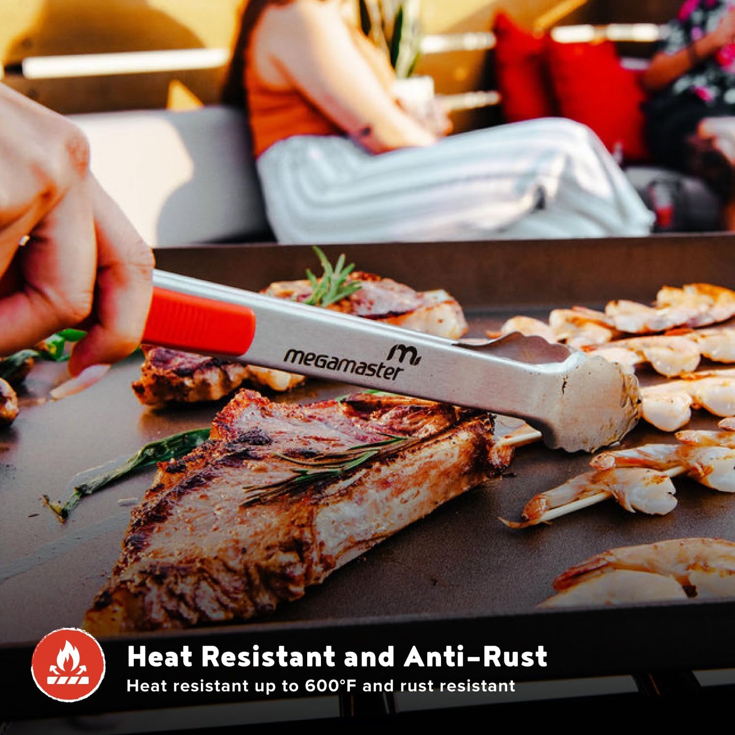 16" Extra-Long Stainless Steel Grill Tongs – Premium Locking BBQ Tongs for Grilling, Cooking, Barbecue, Tailgating – Easy Grip with Hanging Hook, Model 530-0103P