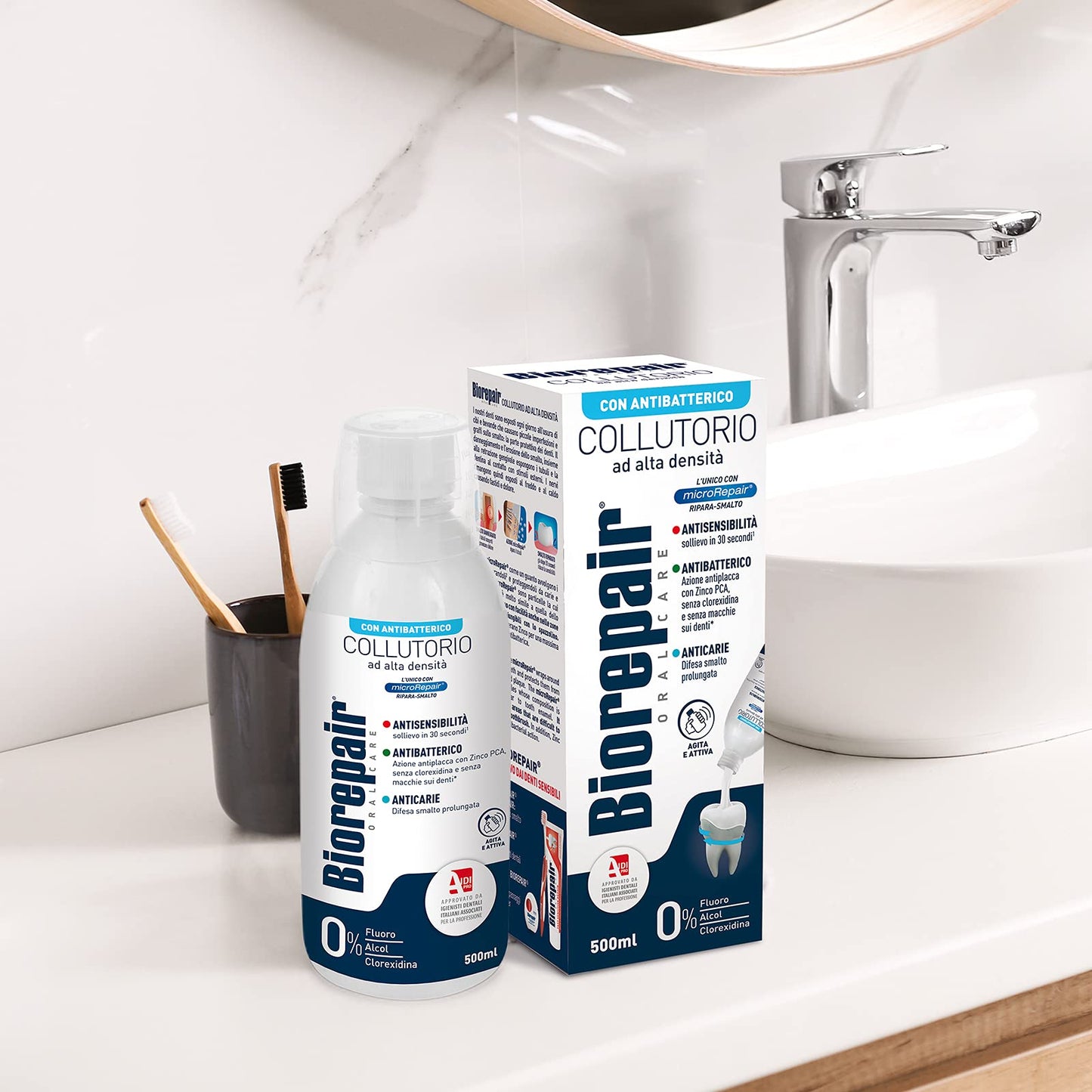 Biorepair: " Collutorio " Mouthwash with Antibacterical - 500ml/16.9 fl.oz [ Italian Import ]