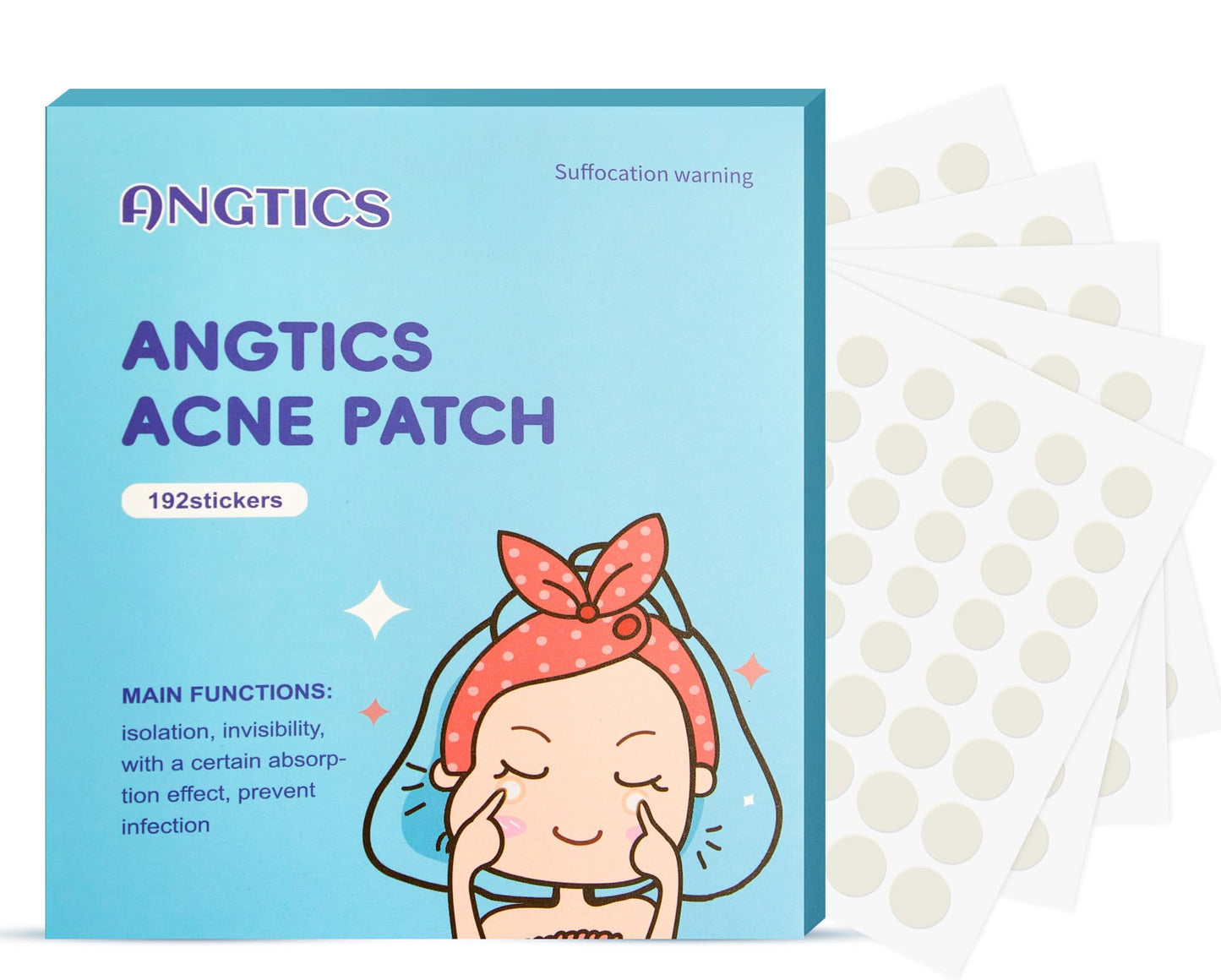 ANGTICS Pimple Patches for Face, 2 Sizes 192 Counts Acne Patches, Hydrocolloid Patches Zit Patches for Skin Care, Blemish Patches Invisible Acne Spot Treatment with Salicylic Acid, Tea Tree Oil
