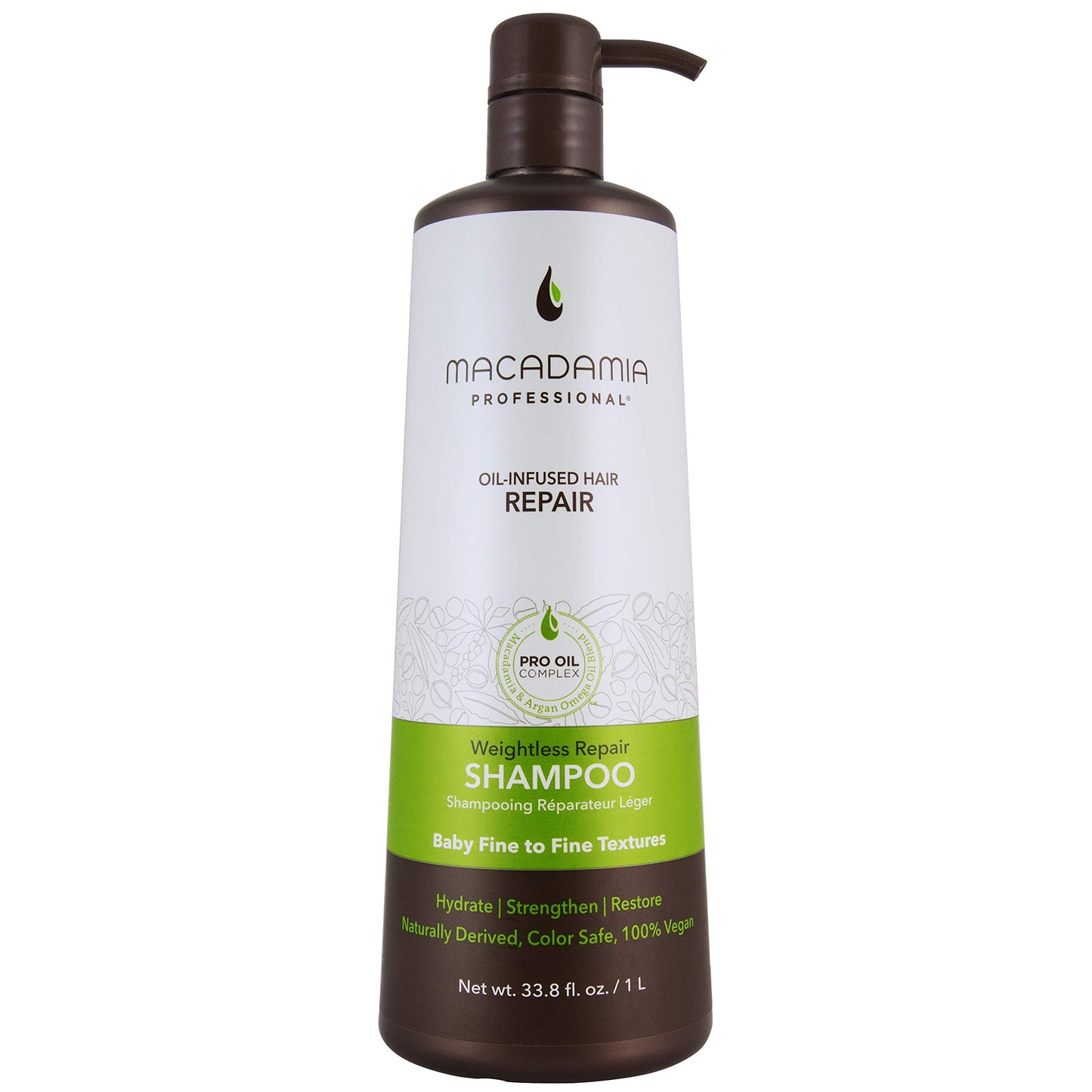 Macadamia Professional Weightless Repair Hair Shampoo – Hydrating Shampoo for Fine, Thin & Color-Treated Hair, Care Products, Vegan & Sulfate Free, 33.8 fl oz