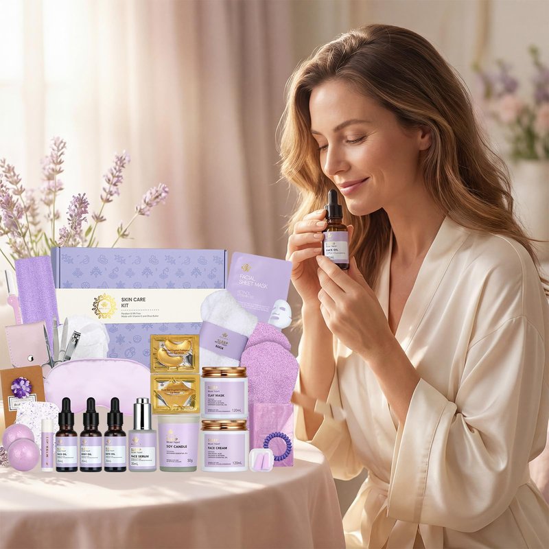 Mother's Day Gift for Mom, 30Pcs Lavender Skin Care Gift Set for Women, Bath & Body Gifts Basket Set, Self Care Kit, Essential Oil, Anniversary, Serum, Pampering Gift, Birthday, Christmas, Wife