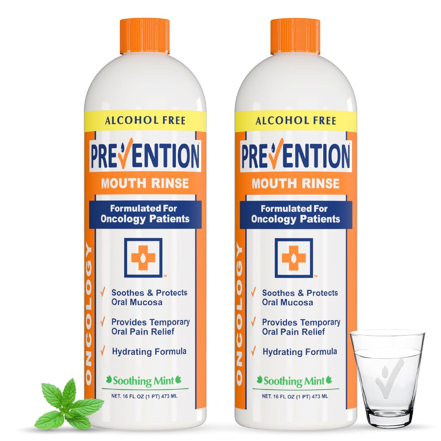 Prevention Oncology Alcohol Free Mouthwash, Soothing, Gentle, & Moisturizing, Mouthsore and Dry Mouth Mouthwash Specially Formulated for Patients Undergoing Oncology Treatment - 2-Pack