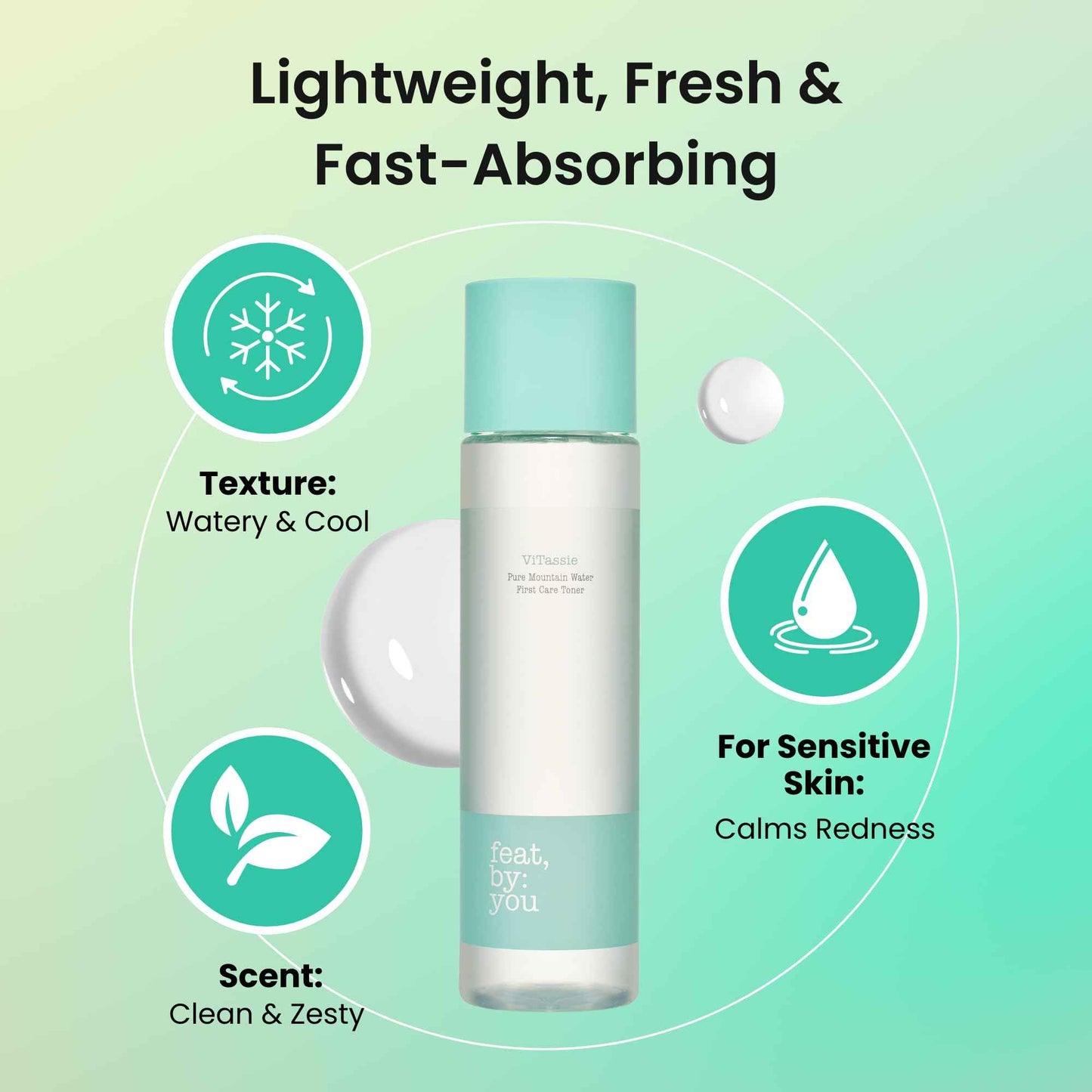 Feat By You ViTassie Pure Mountain Water First Care Toner - (5.41 FL OZ) Hydrating Toner for Face with Vitamin C & Hyaluronic Acid, Korean Skin Care Pore Minimizer Facial Toner, Vegan, Made in Korea