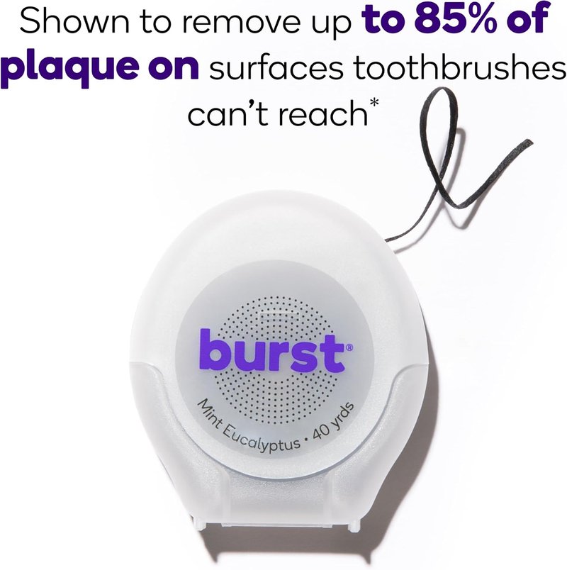 BURST Expanding Dental Floss - Mint Eucalyptus | 240 Yards of Stain-Absorbing, Vegan Floss with Xylitol