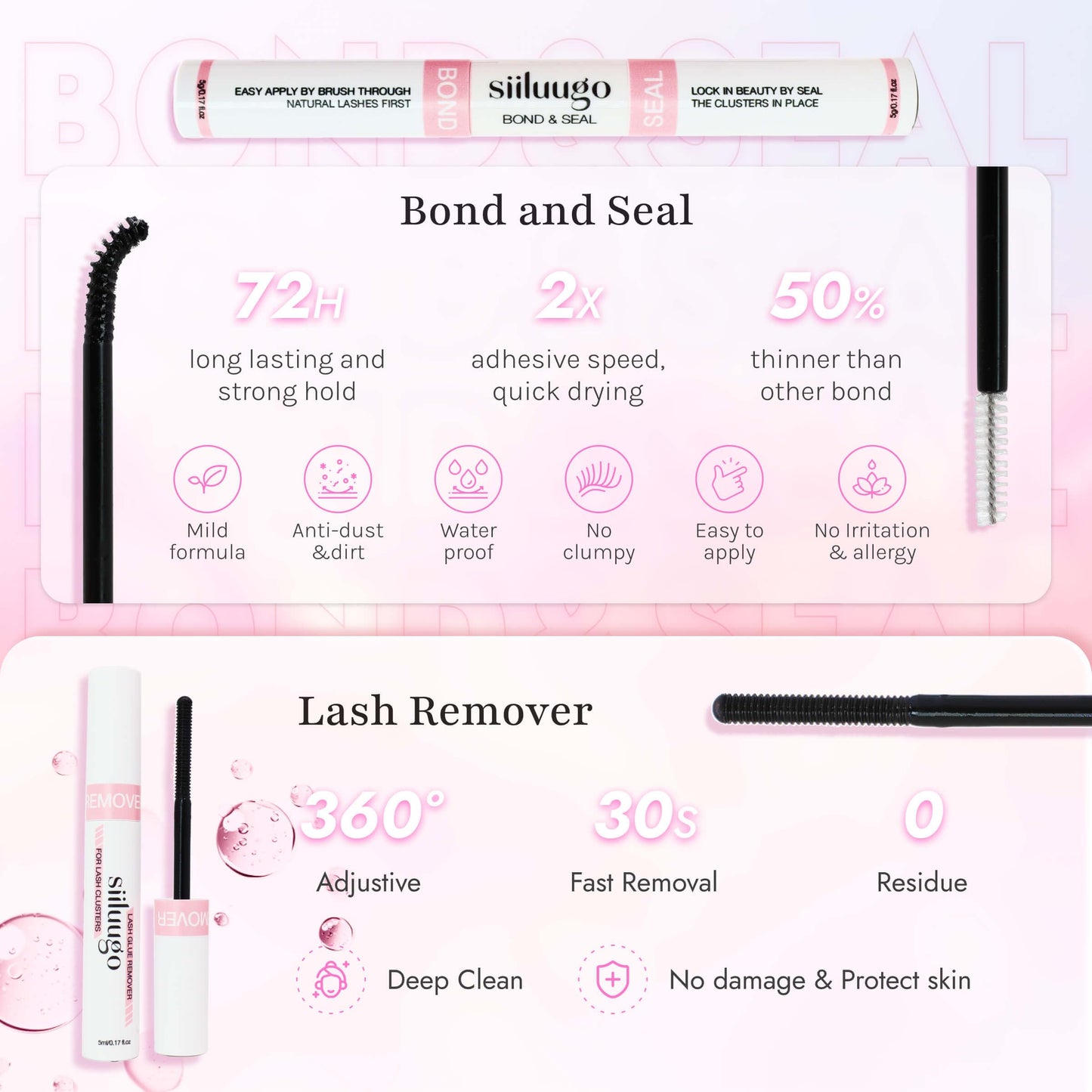 SIILUUGO DIY Lash Extensions Kit 280PCS Individual Lashes Clusters,9-16mm MIX 40D Fluffy and Natural False Eyelashes,Wispy and Volumn,with Lash Bond and Seal,Tweezers,Glue Remover,Easy Use At Home