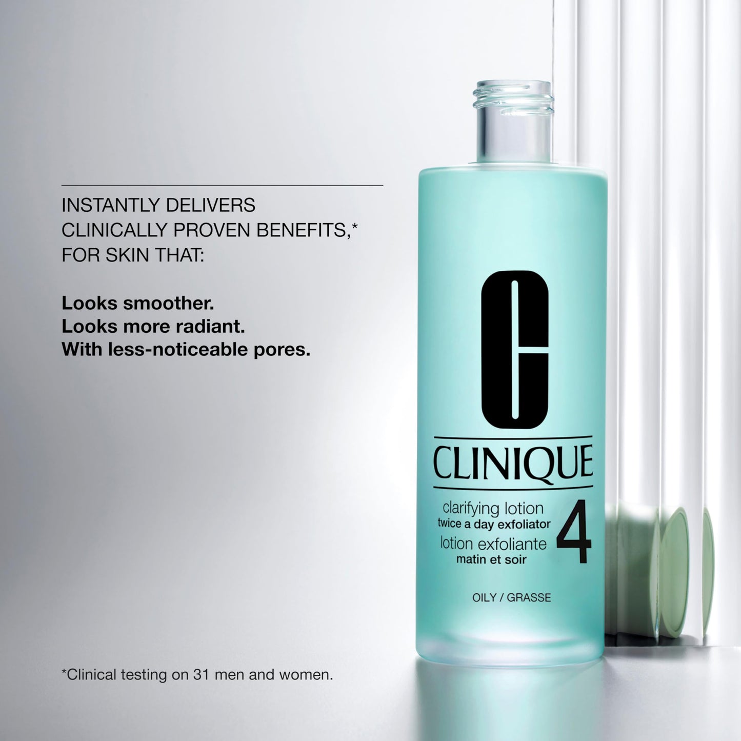 Clinique Clarifying Lotion 4 | Gentle Exfoliator For Oily Skin Types| Face Toner With Witch Hazel + Salicylic Acid | Step 2 in 3-Step Skin Care Routine, 13.5 Fl Oz