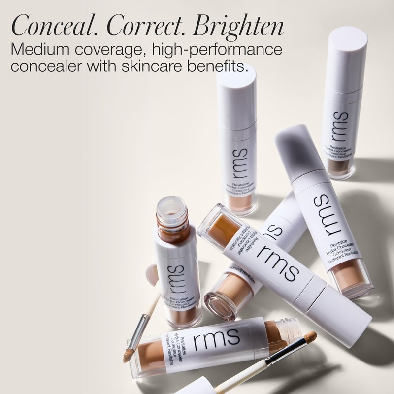 RMS Beauty Revitalize Hydra Concealer Medium Coverage Hydrating Liquid Complexion Perfector Skincare-Infused Lightweight and Creaseproof with Built-In Brush Applicator