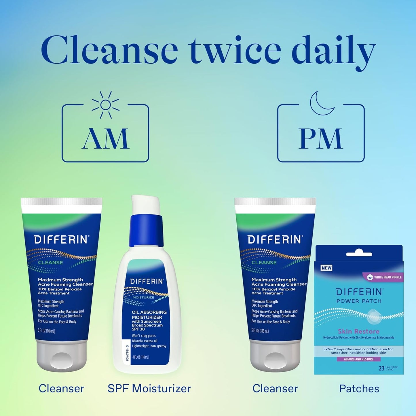Differin Acne Face Wash - 10% Benzoyl Peroxide Foaming Cleanser | Fast-Acting Acne Treatment, 5 oz.