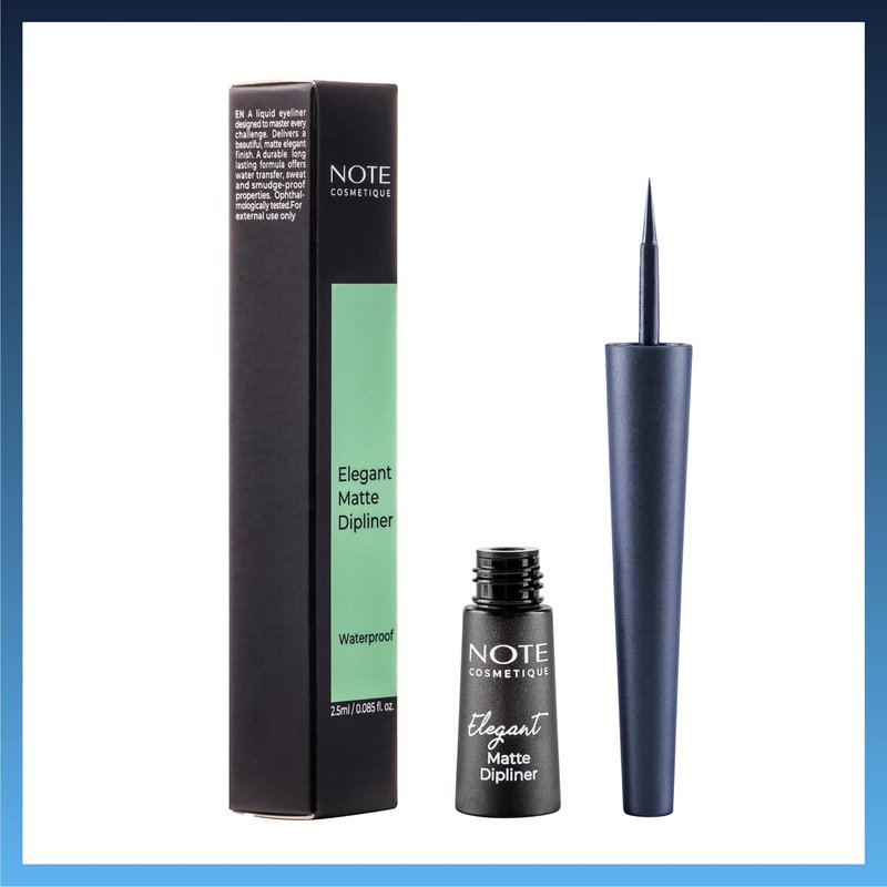 NOTE Cosmetique Elegant Matte Dipliner - Smudgeproof Liquid Eyeliner with Felt Tip - Waterproof Eyeliner - 03 Navy Blue - 0.085 oz
