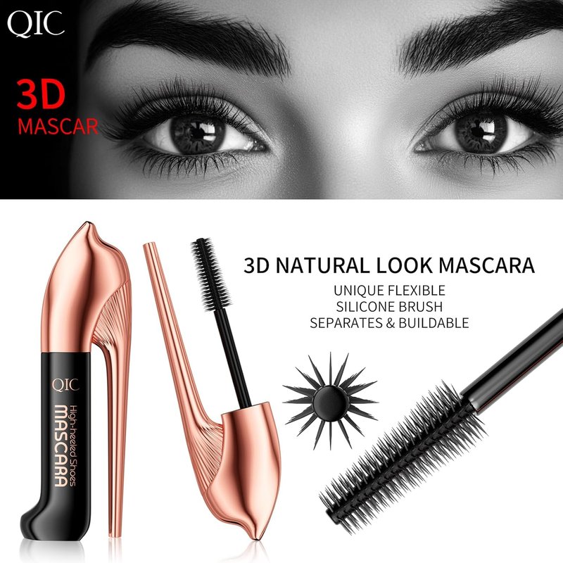 High Heels Black Mascara - Waterproof, Smudge-Proof Volumizing Formula for Sensitive Eyes | Long-Lasting Curling & Lengthening