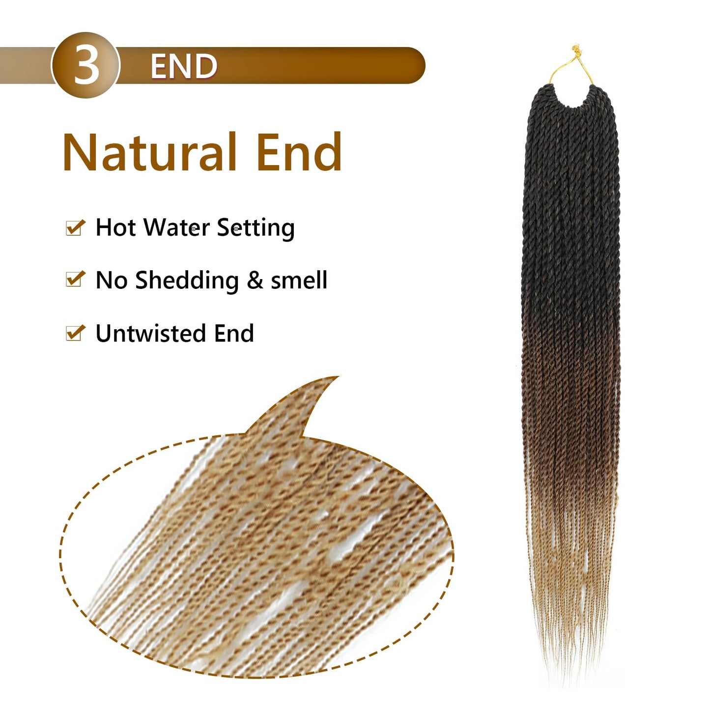 Senegalese Twist Crochet Hair 22 Inch 9 Packs Pre Looped Pretwisted Boho Goddess Twist for Black Women Natural Straight Ends Hot Water Setting Braids（1B/30/27)