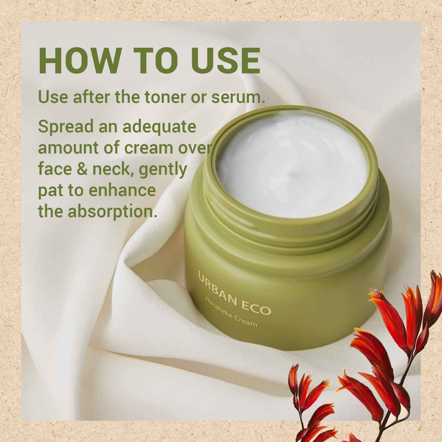 THESAEM Urban Eco Harakeke Cream 1.69oz. – Vegan Face Moisturizer with Harakeke Extracts and Hyaluronic Acid - Soft Melting Texture Facial Cream for Hydration and Intense Nourishment