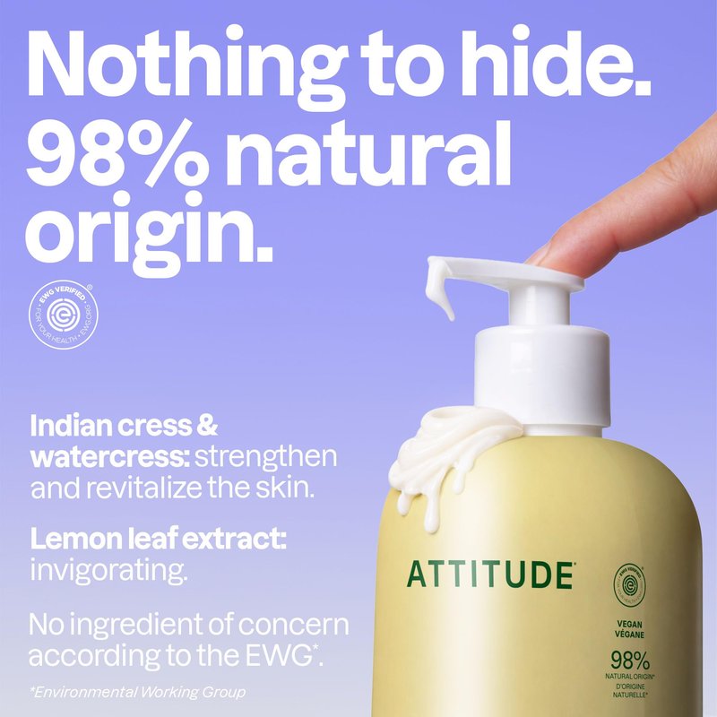 ATTITUDE Body Lotion & Body Wash Bundle, Earl Grey & Fresh Cucumber Scent, Set of 2, EWG Verified, Vegan, Plant-Based, Dermatologically Tested, 16 Fl Oz Each