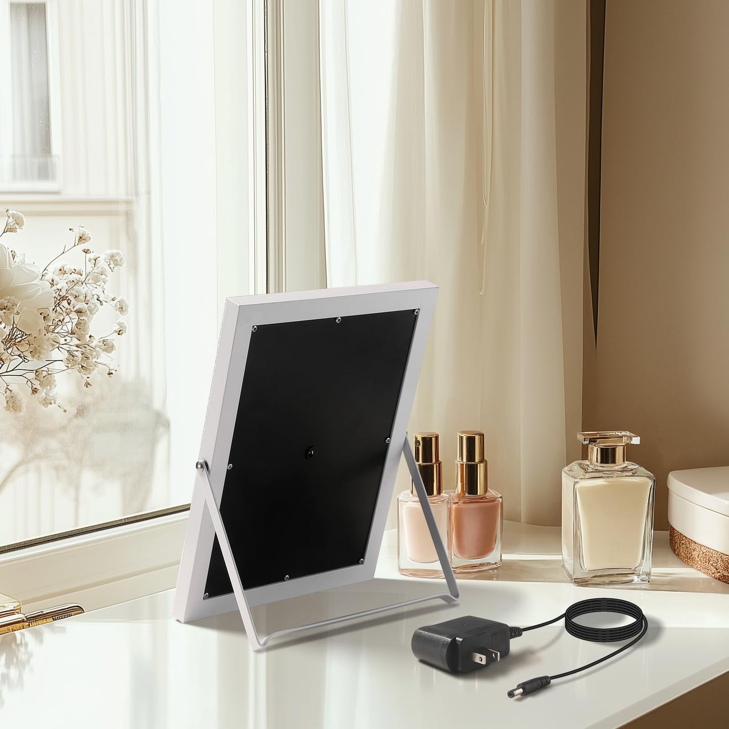 homtang Vanity Mirror with Lights,RGB & 3 Dimmable Light Modes Makeup Mirror with Touch Control,Light Up Mirror for Desk,360°Rotation,17x14 Inch