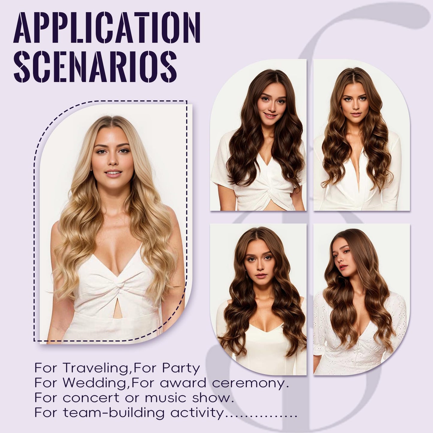Fshine Full Head Clip in Human Hair Extensions, Balayage 12 in 50 g 3pcs