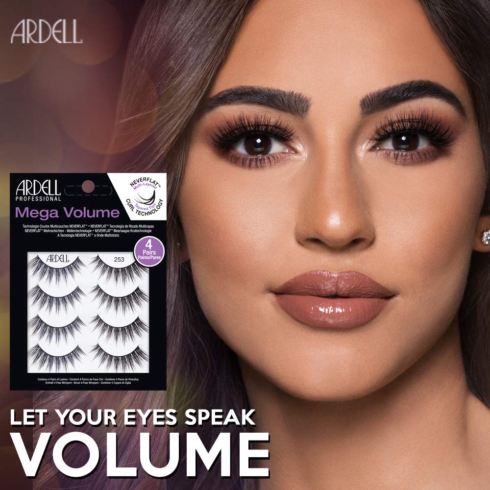 Ardell False Eyelashes Mega Volume 253 – Dramatic, Wispy Lashes, Long-Lasting Fake Lashes for Bold Eye Looks, 2 Pack