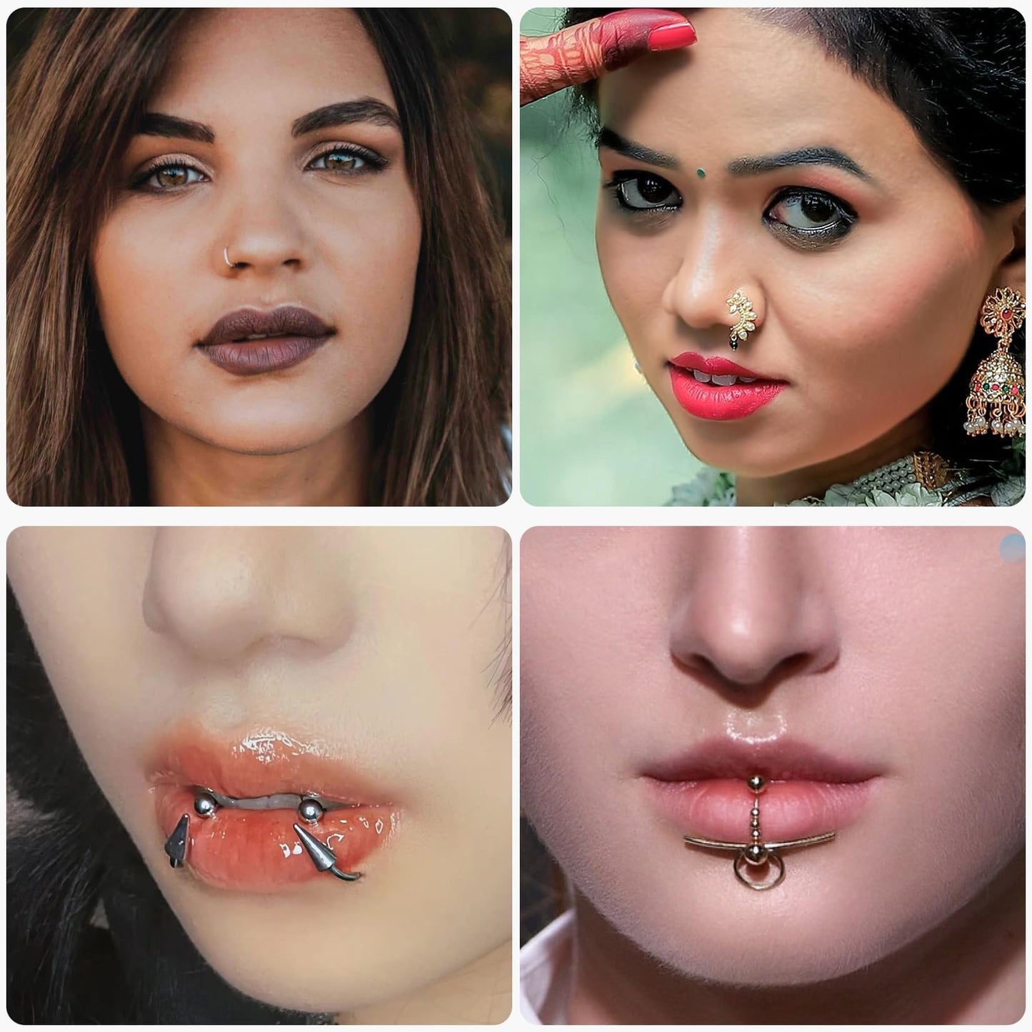 Vnmcry Silicone Nose Mouth Model Soft Flexible Piercing Practice Body Parts Silicone Lips Realistic Face Piercing Model Display (Ivory, M-Thin Lip)