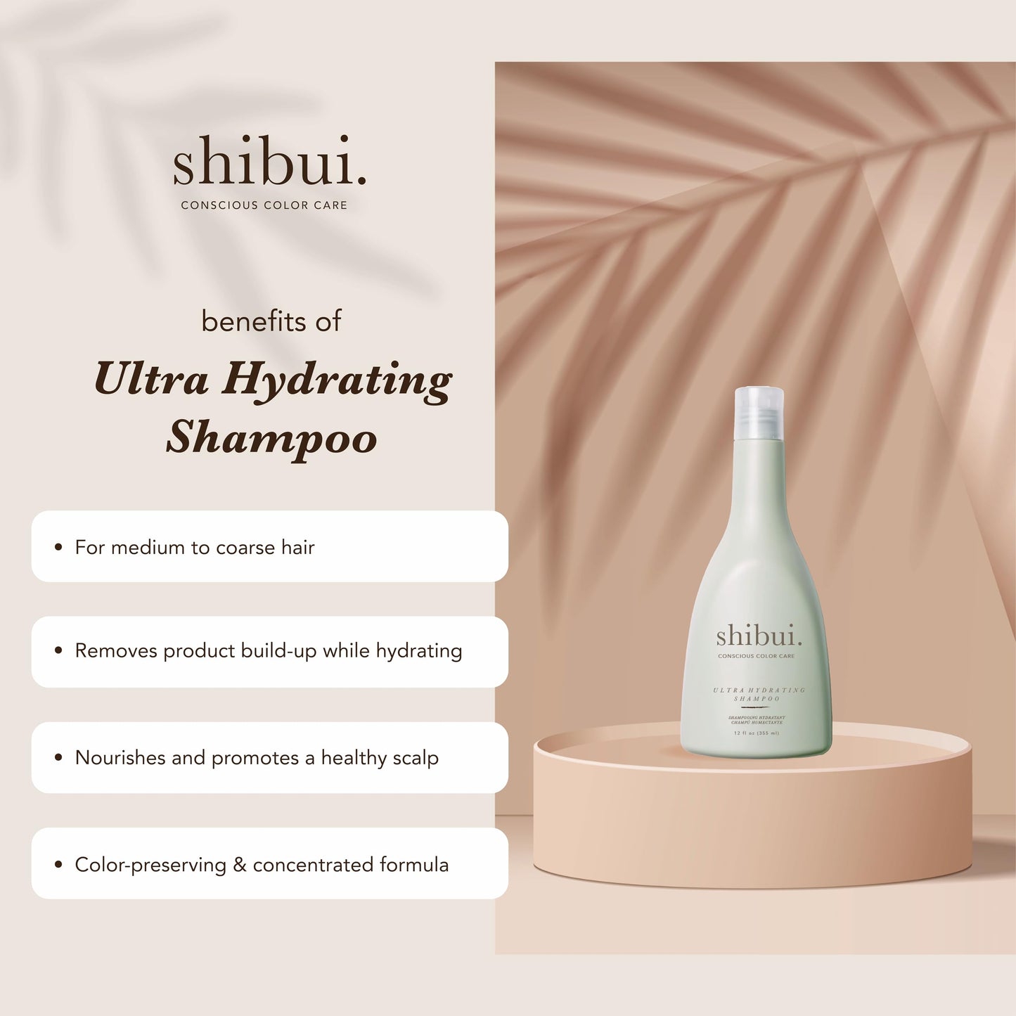 SHIBUI Ultra Hydrating Shampoo, Moisture-Rich Color Protection & Cleansing with Camellia & Lemongrass Oils for Medium to Textured Hair, Color-Safe & Silicone-Free, 12 Fl Oz