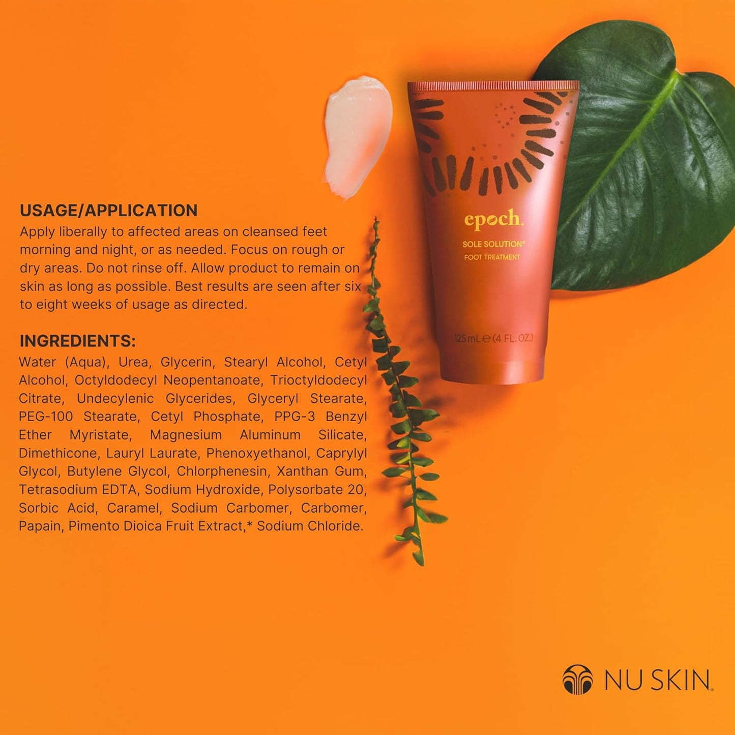 Nu Skin Epoch Sole Solution Foot Treatment - Intensive Moisturizing Cream for Dry, Rough Feet | 4 oz | Softens Calluses with Natural Ingredients