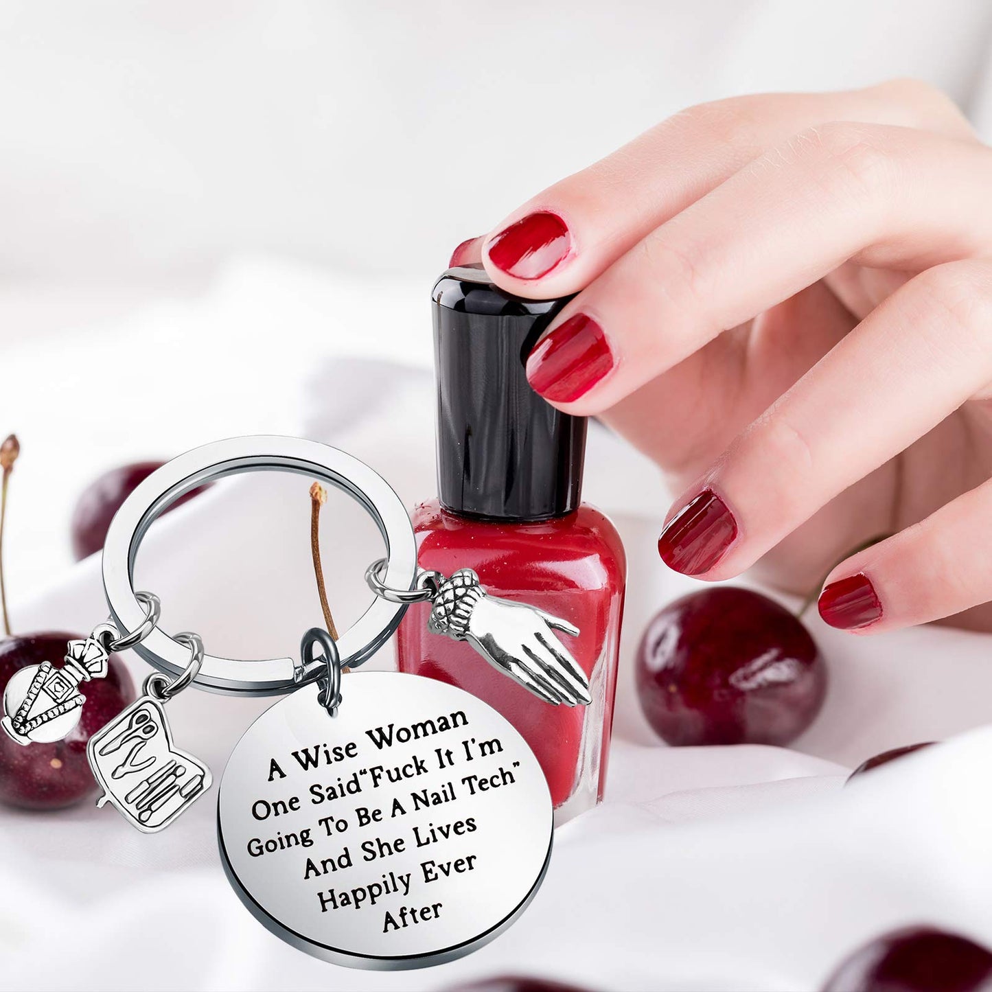 TGBJE Nail Technician Gift Manicurist Gift A Wise Woman Going to Be A Nail Tech and She Lived Happily Ever After Nail Tech Jewelry Nail Tech Keychain Nail Artist Gift (wise nail tech)