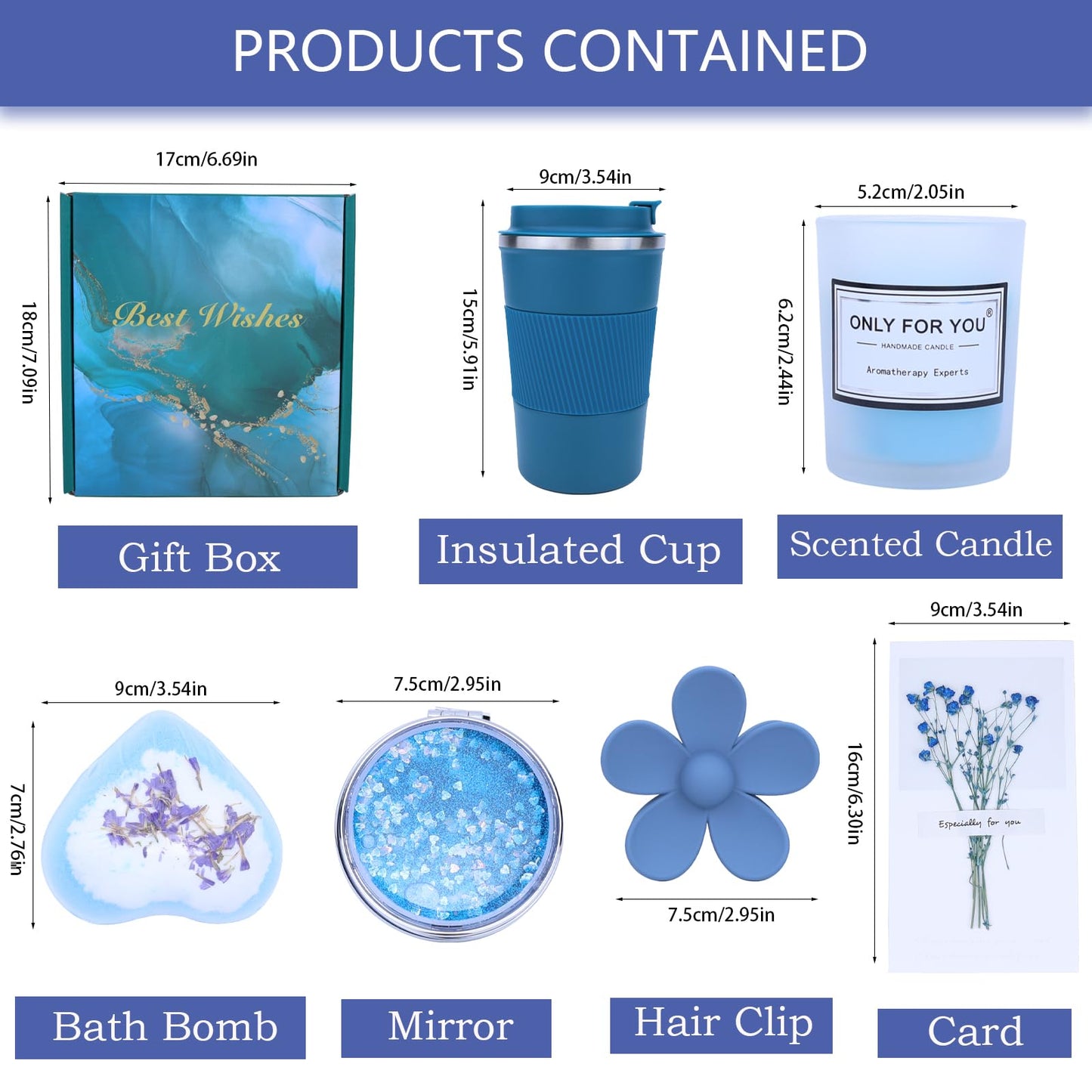 Arawat Blue Birthday Gifts for Women Sister Best Friend Mom 30th 40th 50th 60th Birthday Gifts for Her Christmas Valentine Mother's Day Gift Basket Care Package for Woman Relaxing Spa Gift