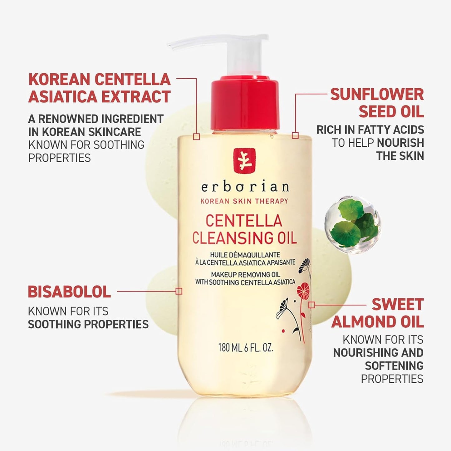 Erborian Cleansing Oil - Gentle Makeup Remover with Centella Asiatica | Hydrating Korean Skincare